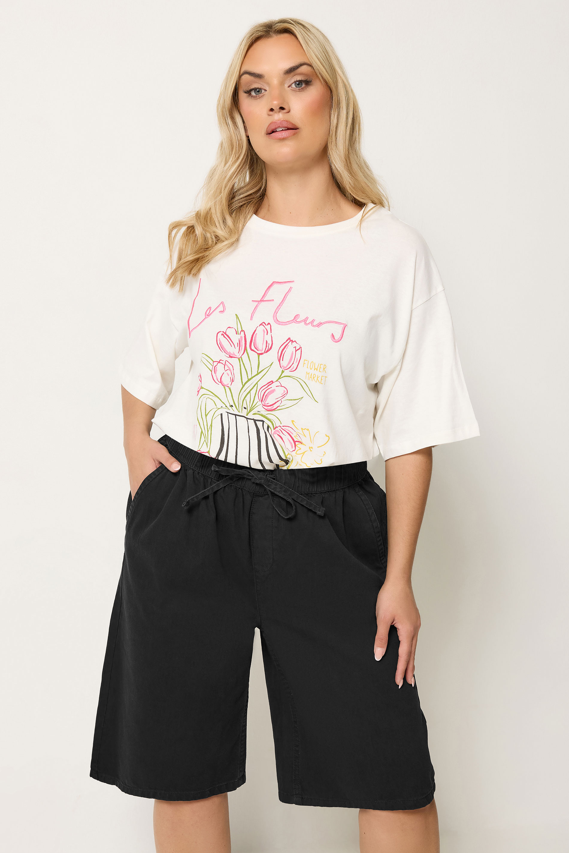 YOURS Plus Size Black Denim Jorts | Yours Clothing 3