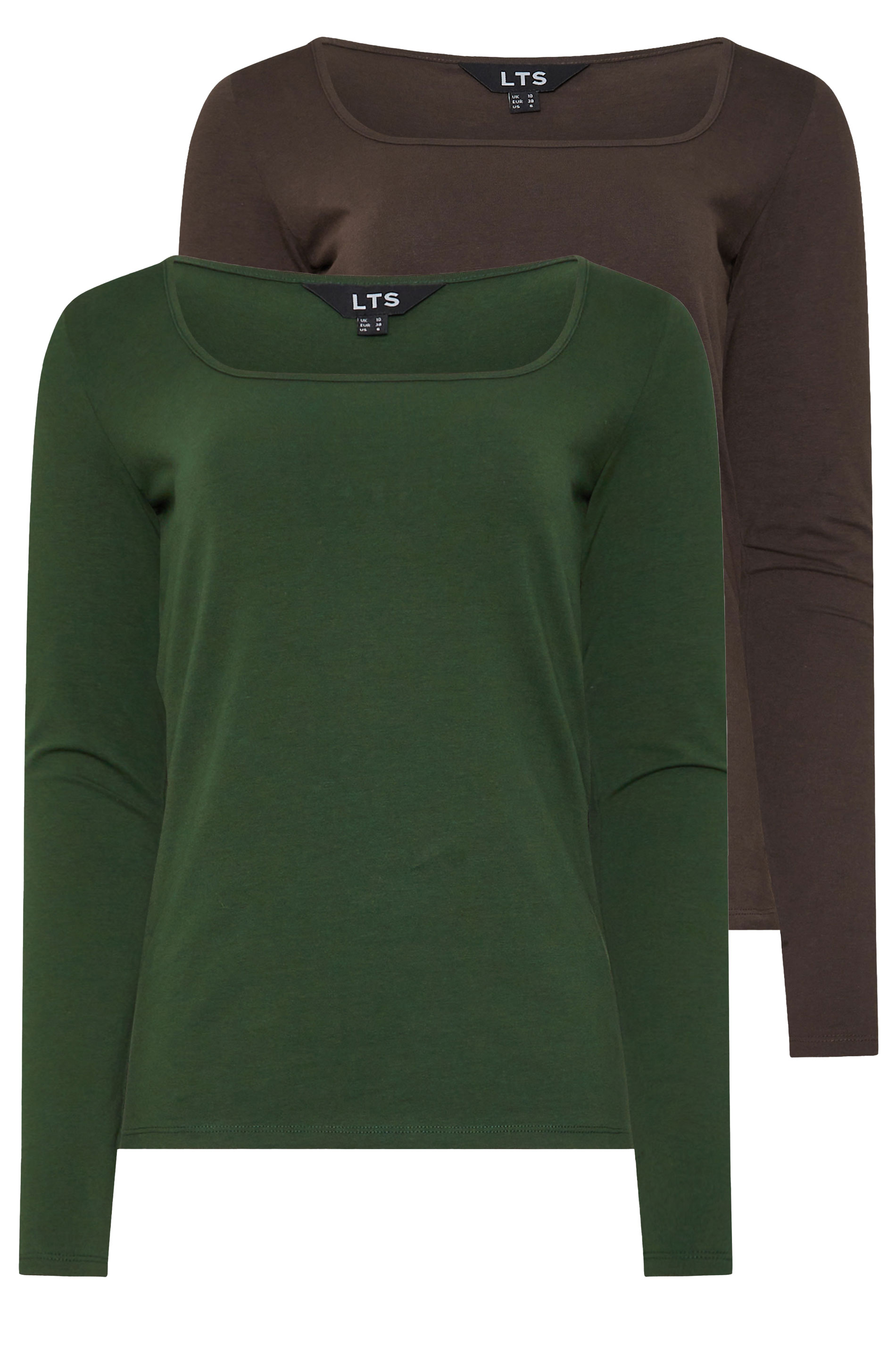 LTS Tall 2 PACK Green & Brown Square Neck Tops | Long Tall Sally 3