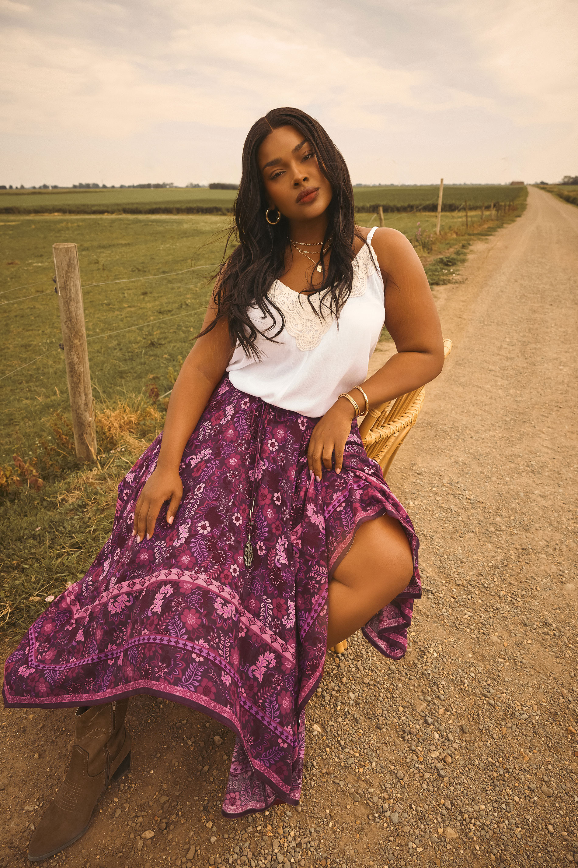YOURS Plus Size Red Floral Print Hanky Hem Skirt | Yours Clothing 3