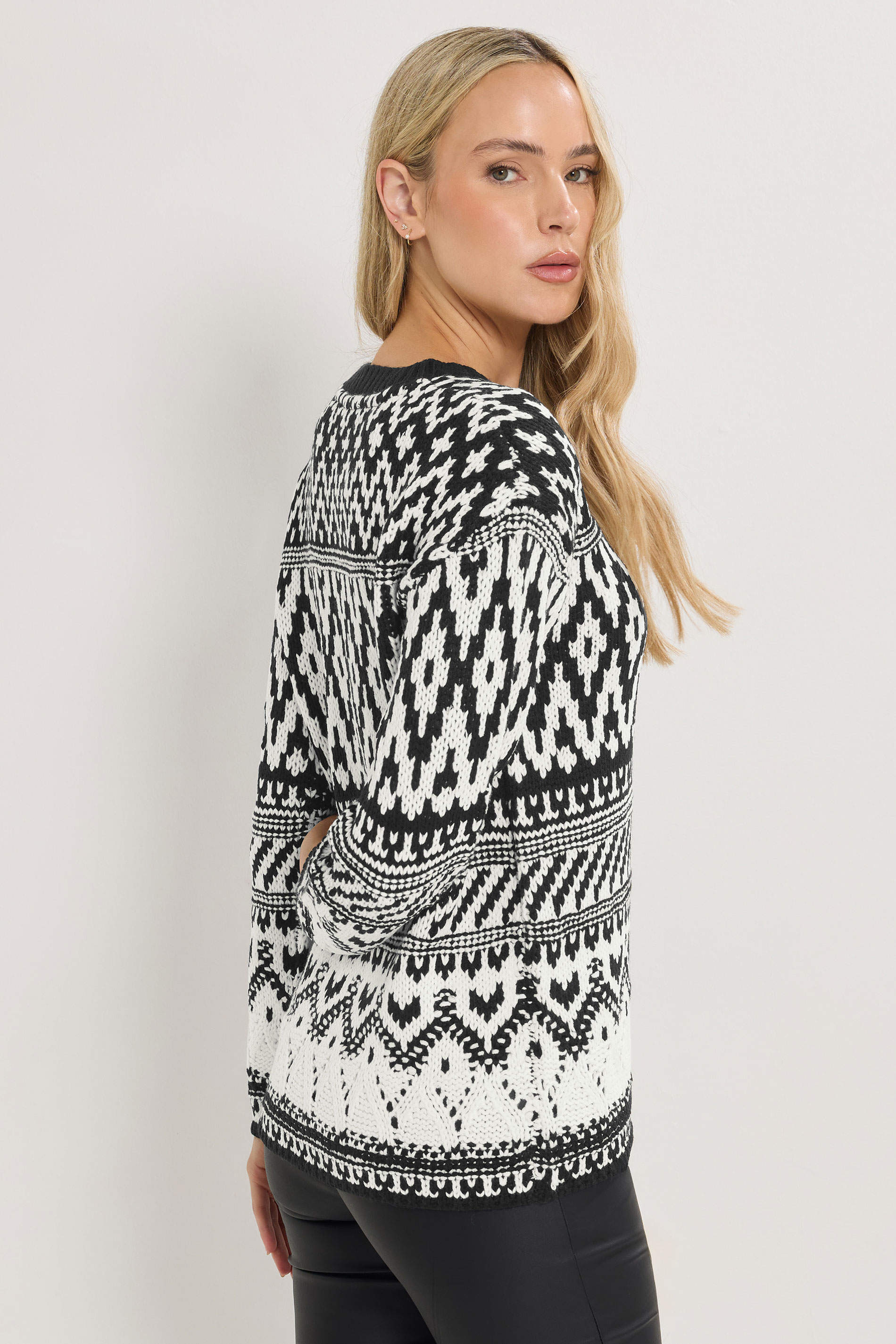 LTS Tall Black & White Fairisle Jumper | Long Tall Sally 2