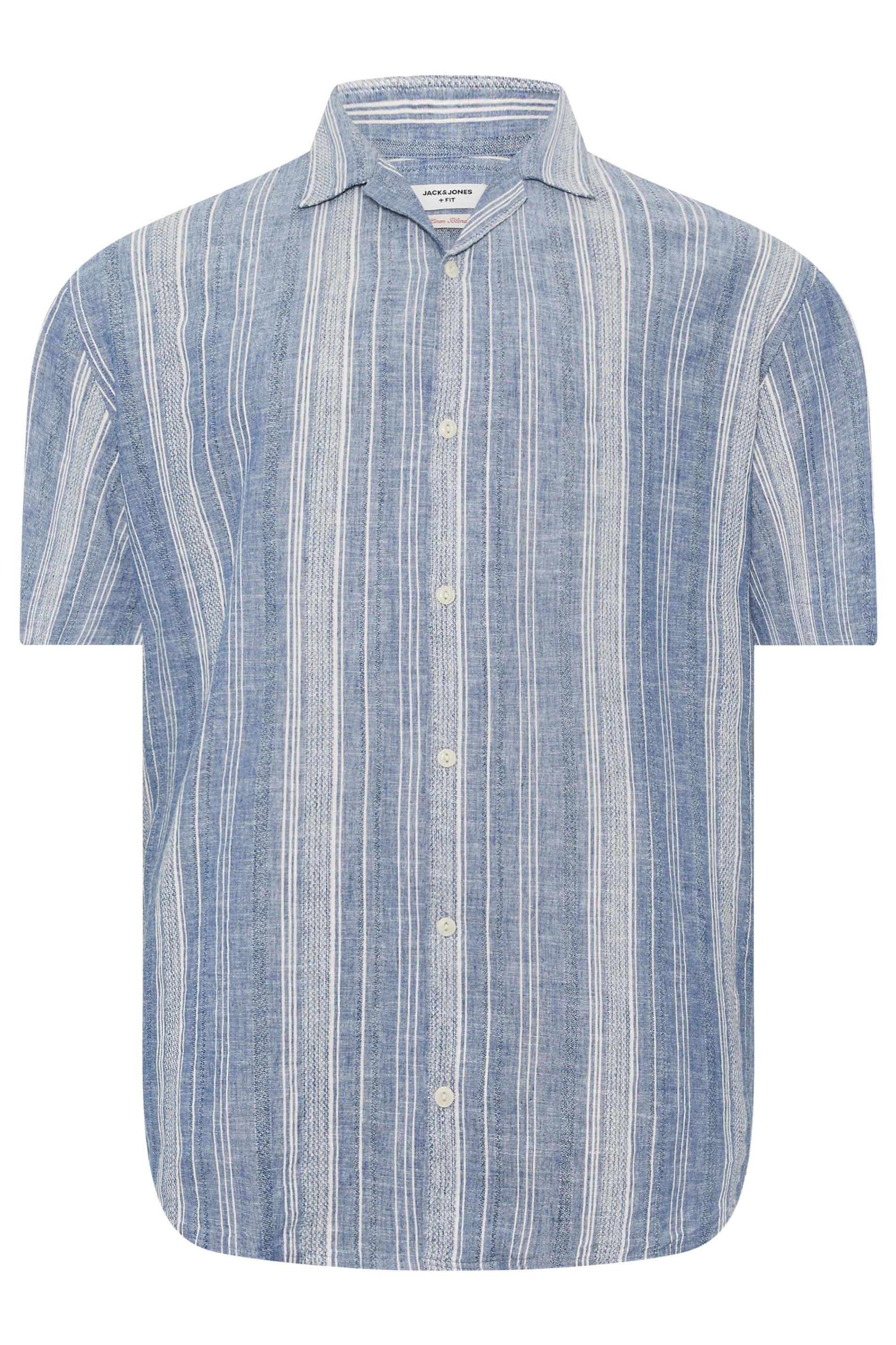 JACK & JONES Big & Tall Navy Blue Linen Blend Resort Shirt | BadRhino 2