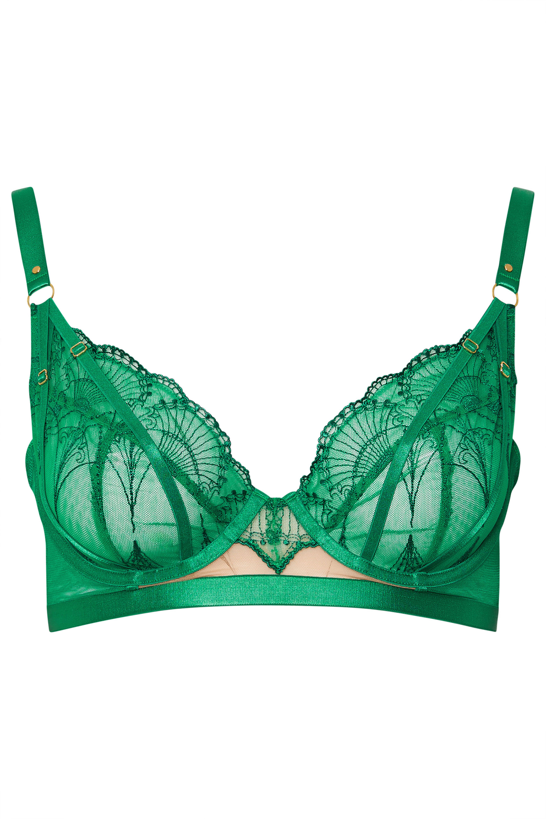 PLAYFUL PROMISES Plus Size Green Lace Embroidered Underwired Bra | Yours Clothing 3