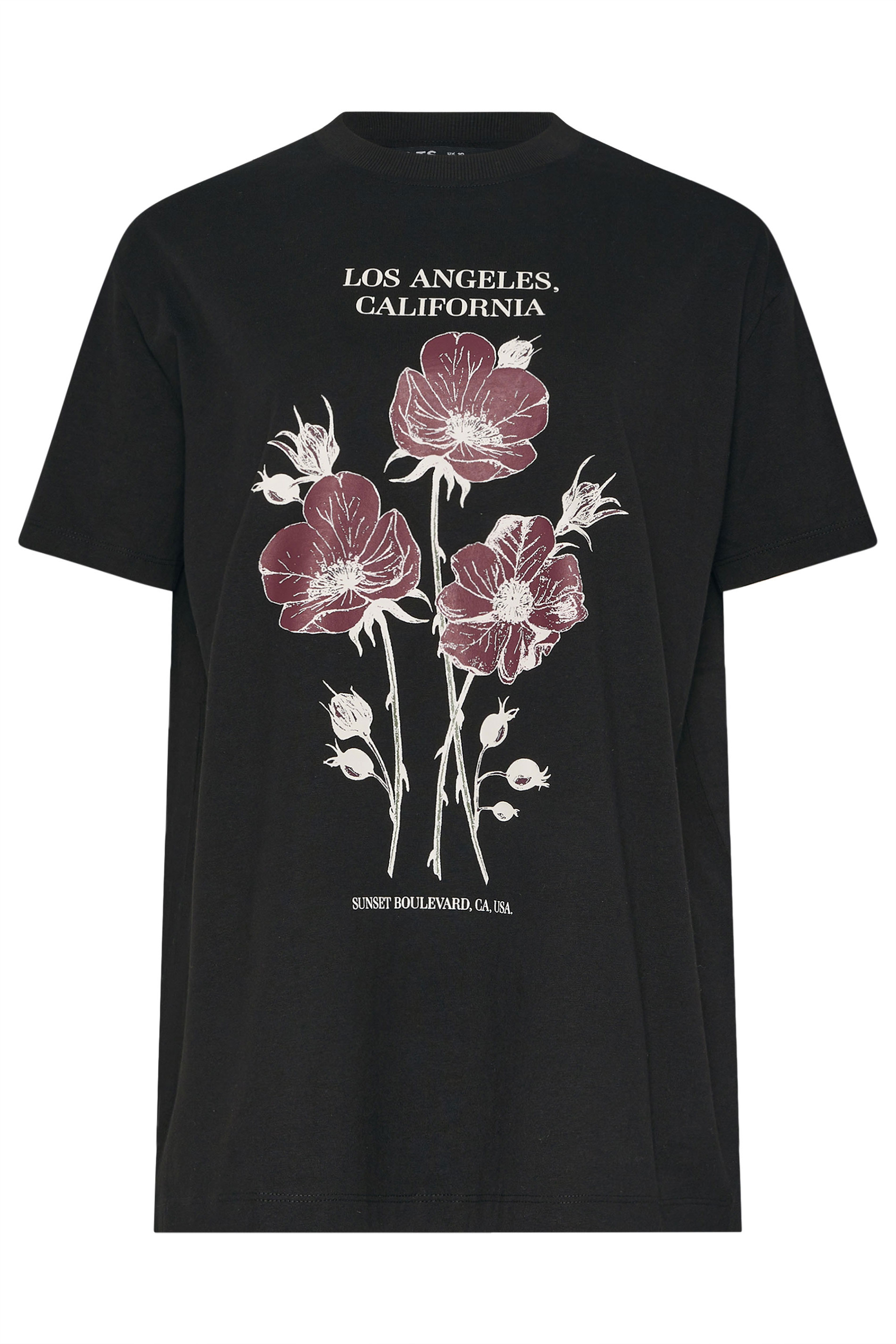 LTS Tall Black Flower Graphic Cotton T-Shirt | Long Tall Sally 5