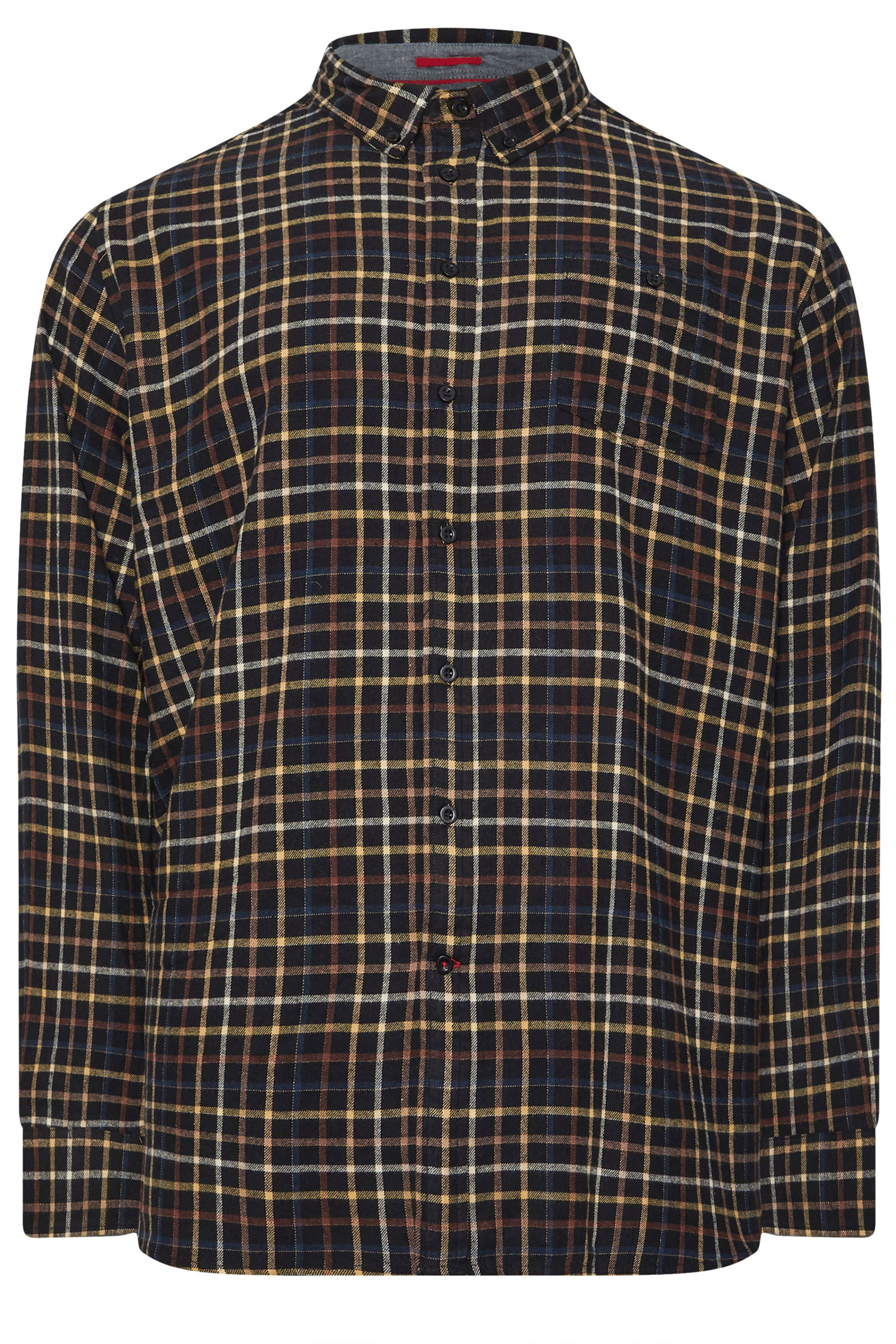 D555 Big & Tall Black Check Print Long Sleeve Shirt | BadRhino 2