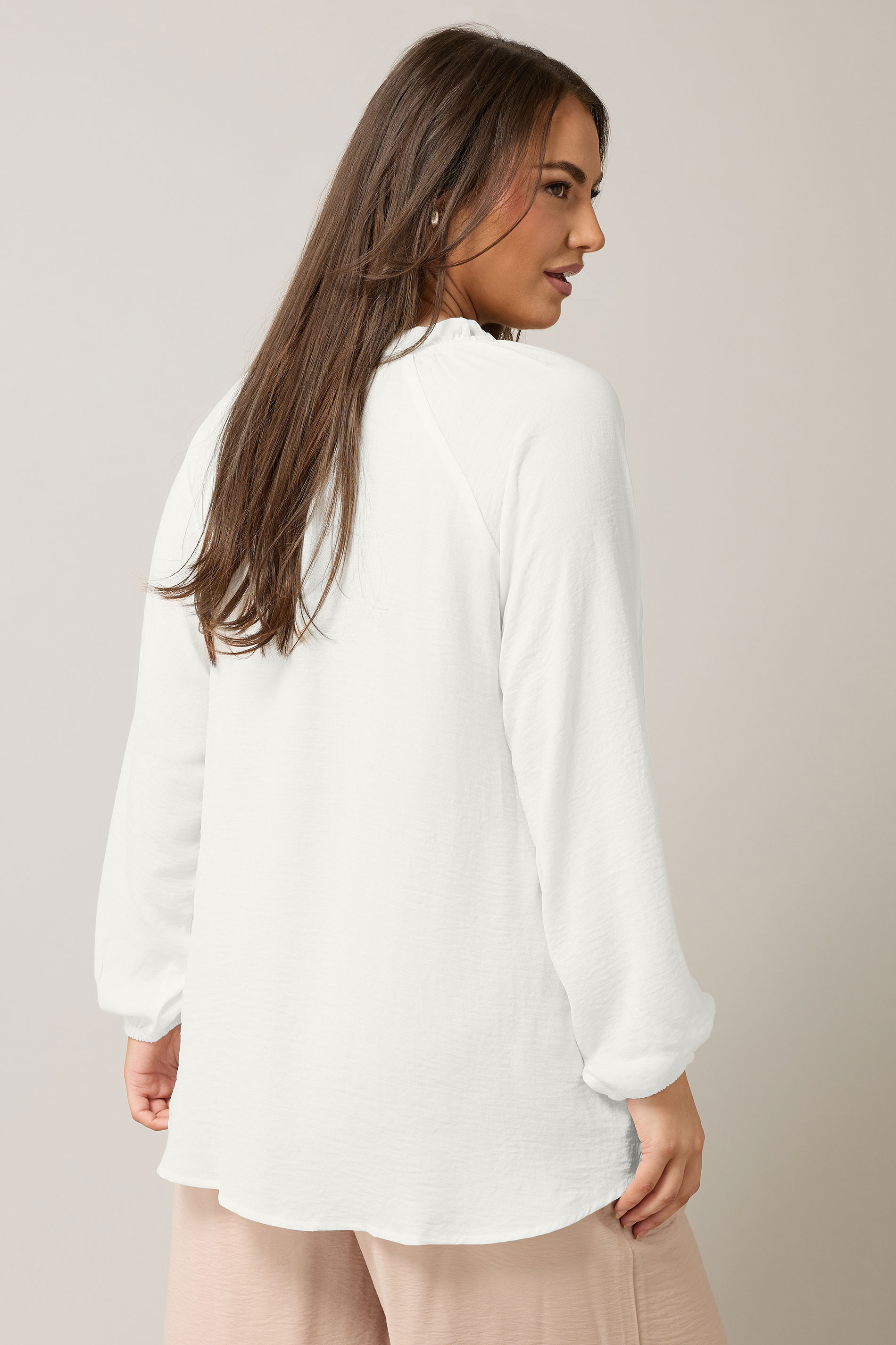 EVANS Plus Size White Frill Neck Blouse | Evans  3