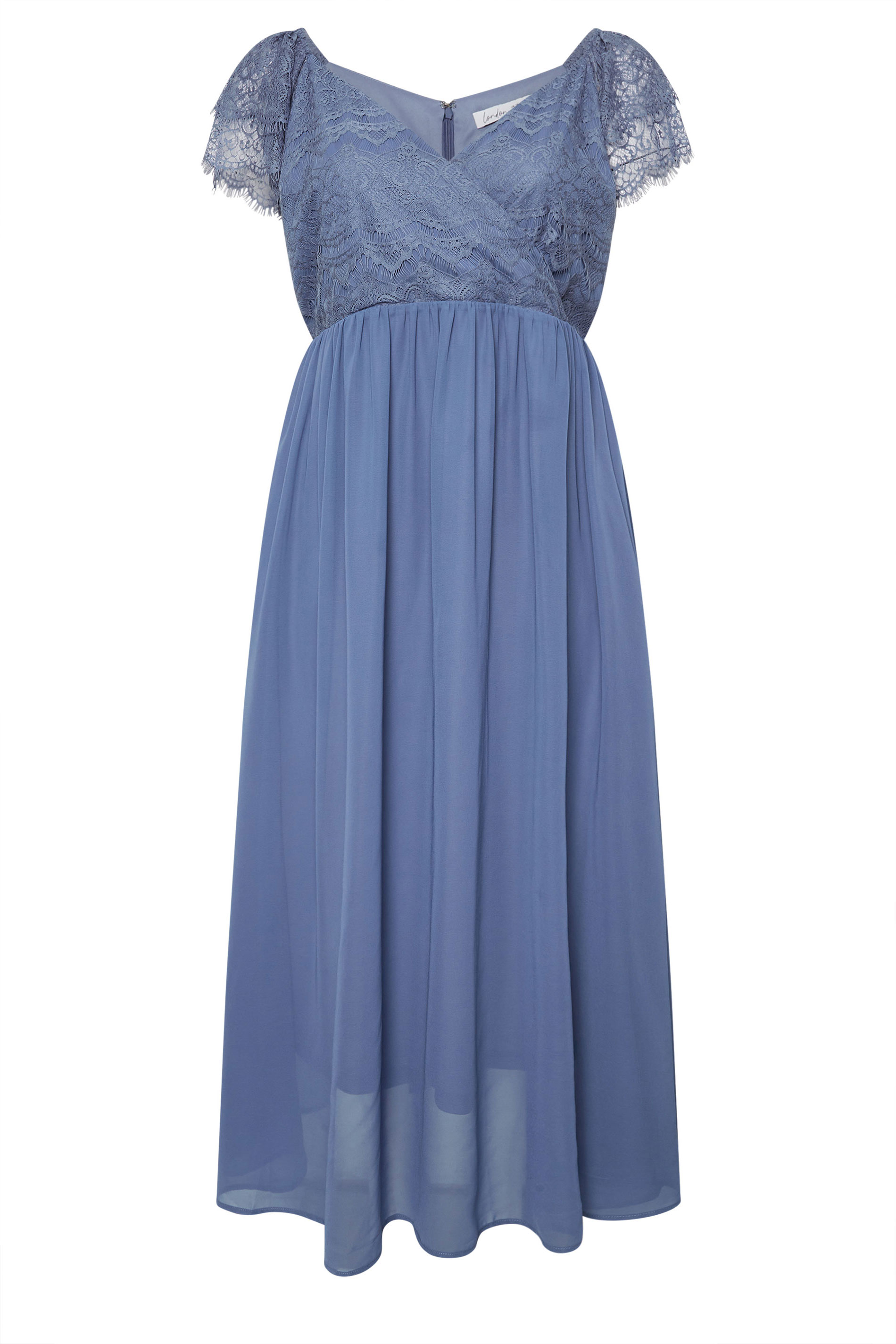 YOURS LONDON Plus Size Blue Lace Maxi Wrap Dress | Yours Clothing 5