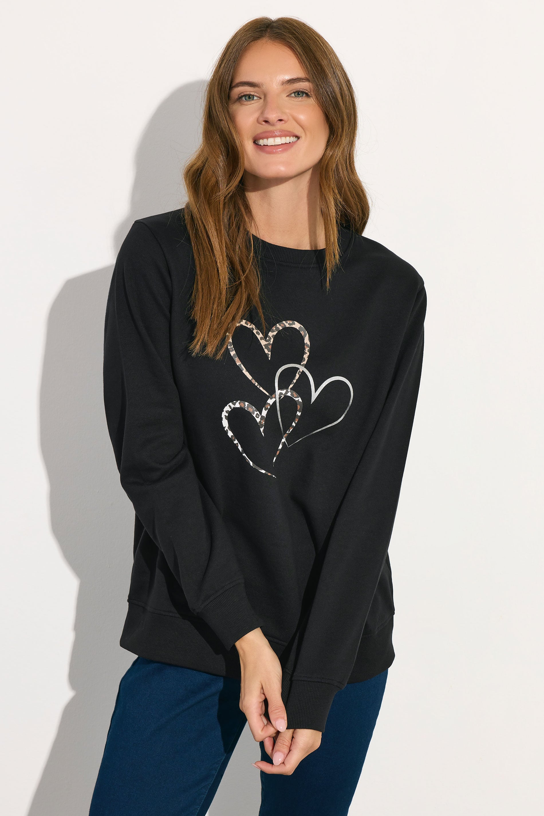 M&Co Black Multi Animal Print Heart Sweatshirt | M&Co 3
