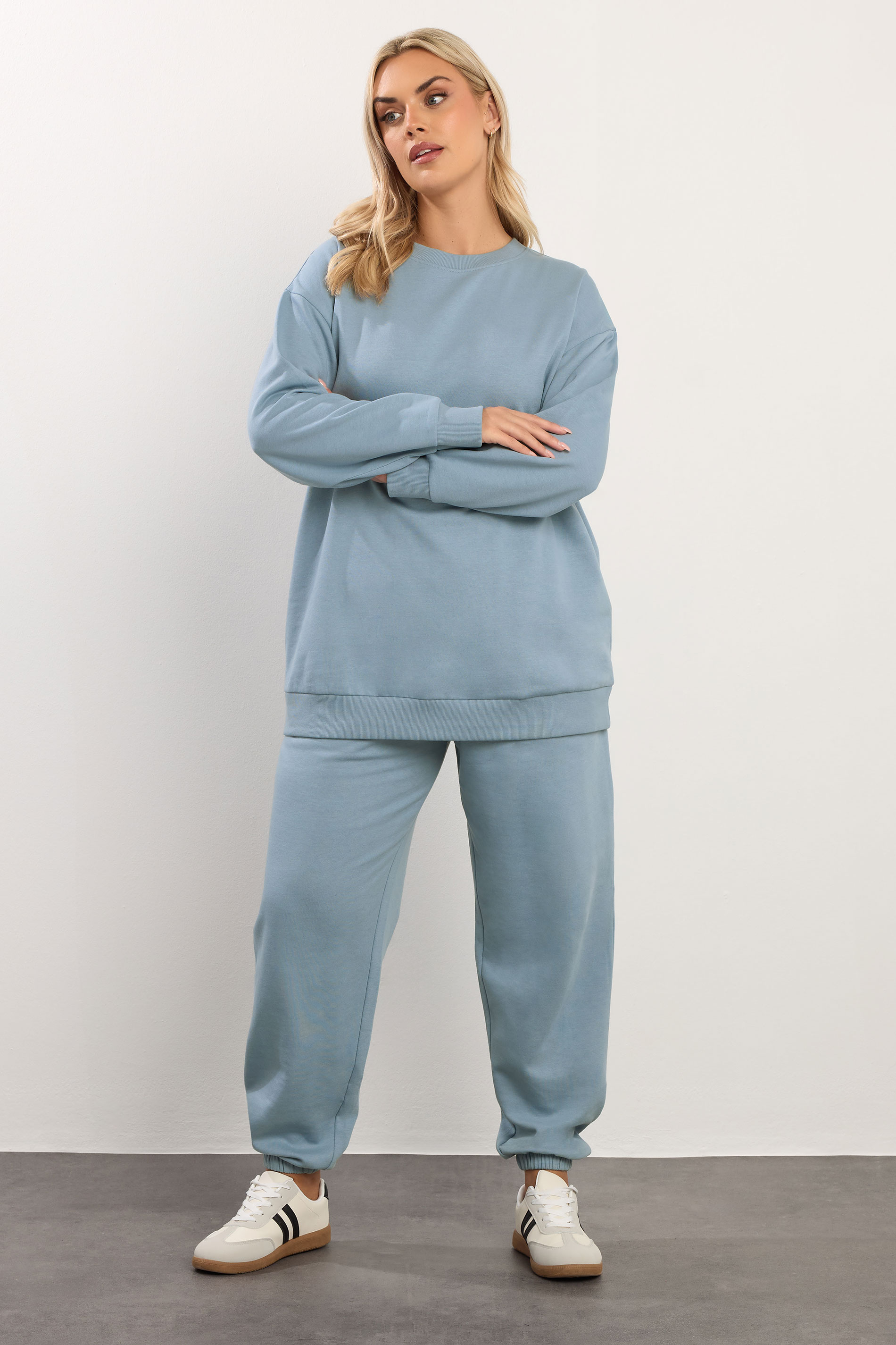 YOURS Plus Size Dusky Blue Sweatshirt | Yours Clothing 1