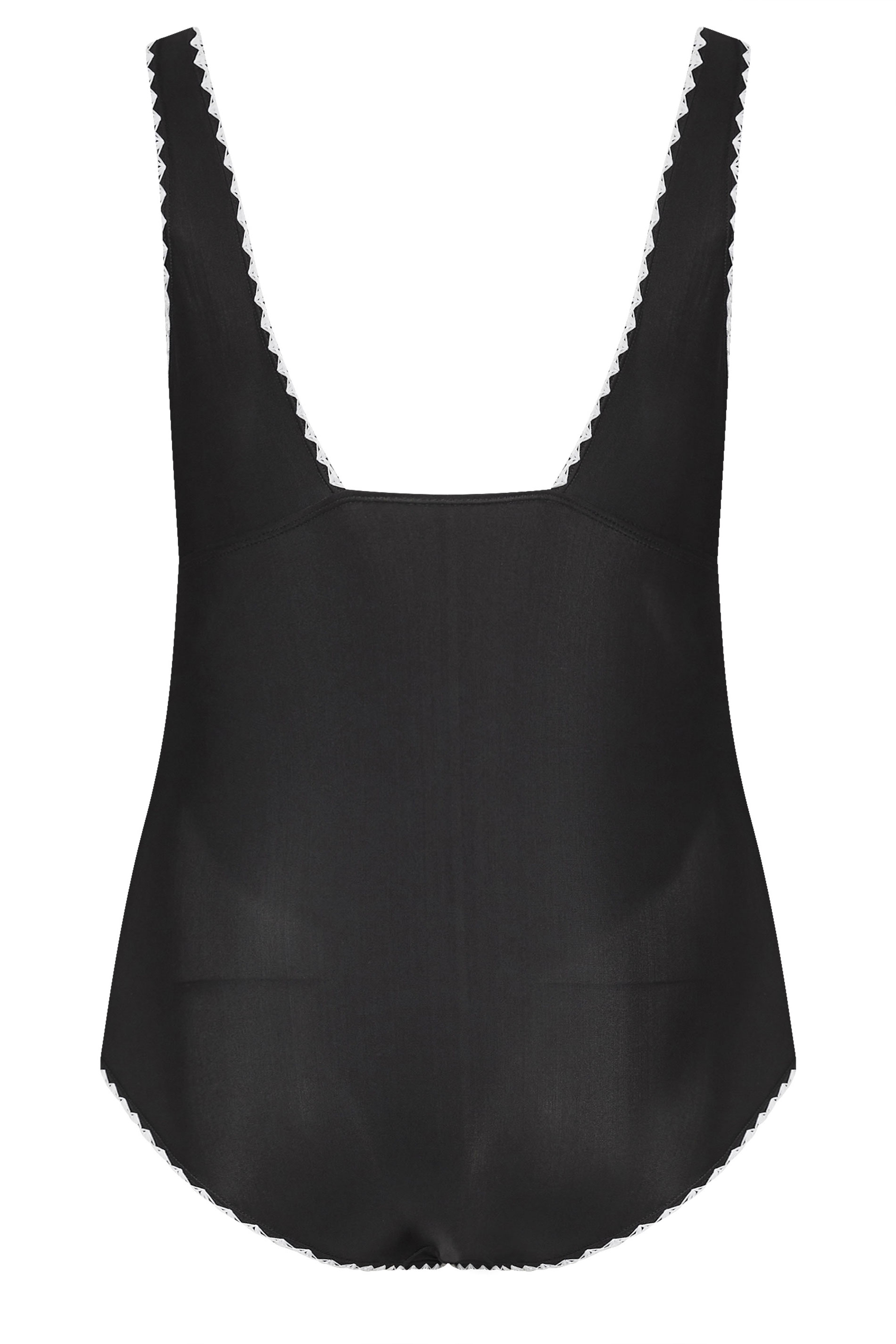 YOURS Plus Size Black Contrast Blanket Stitch Plunge Swimsuit | Yours Clothing 8