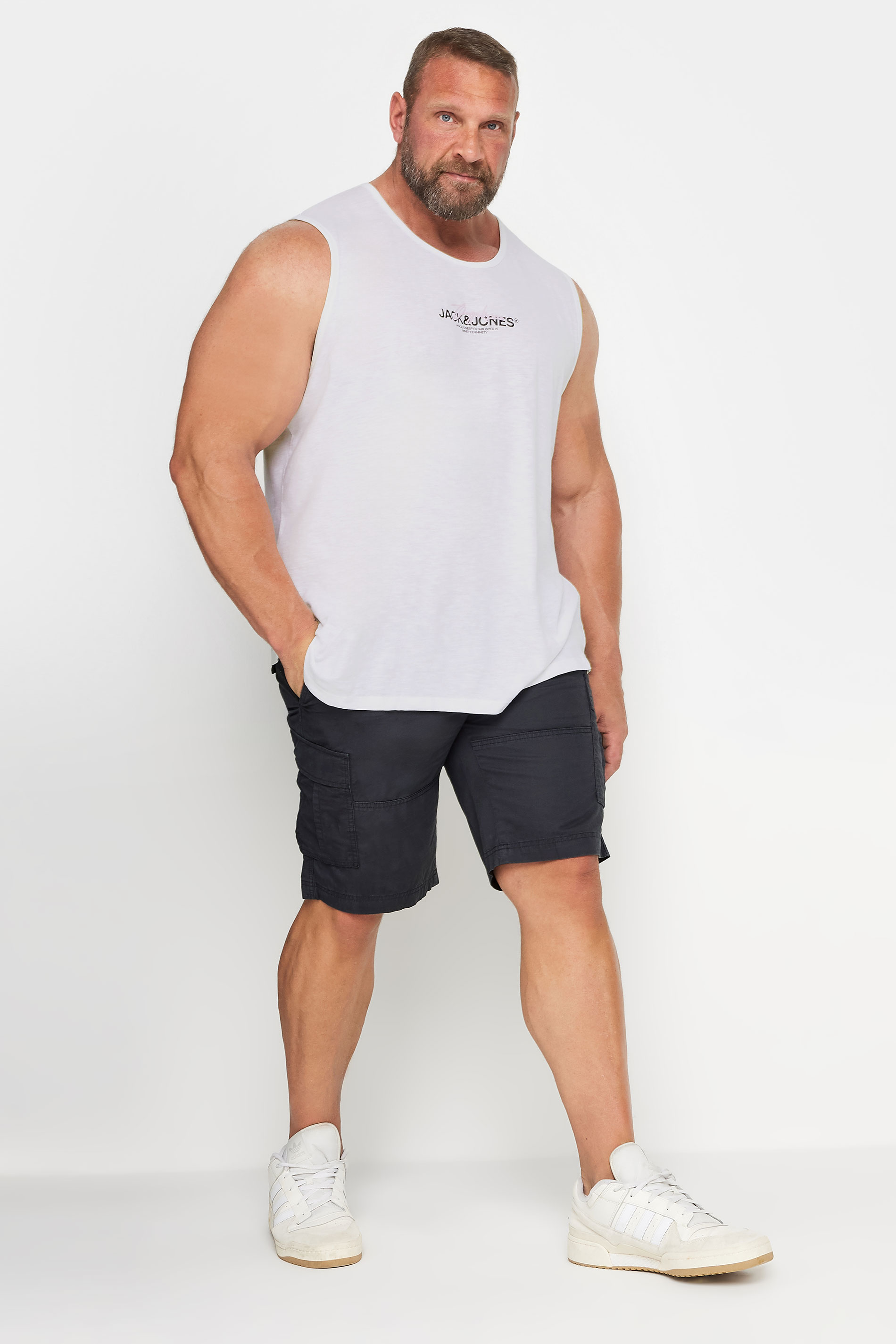 JACK & JONES Big & Tall Black Cargo Shorts | BadRhino 1
