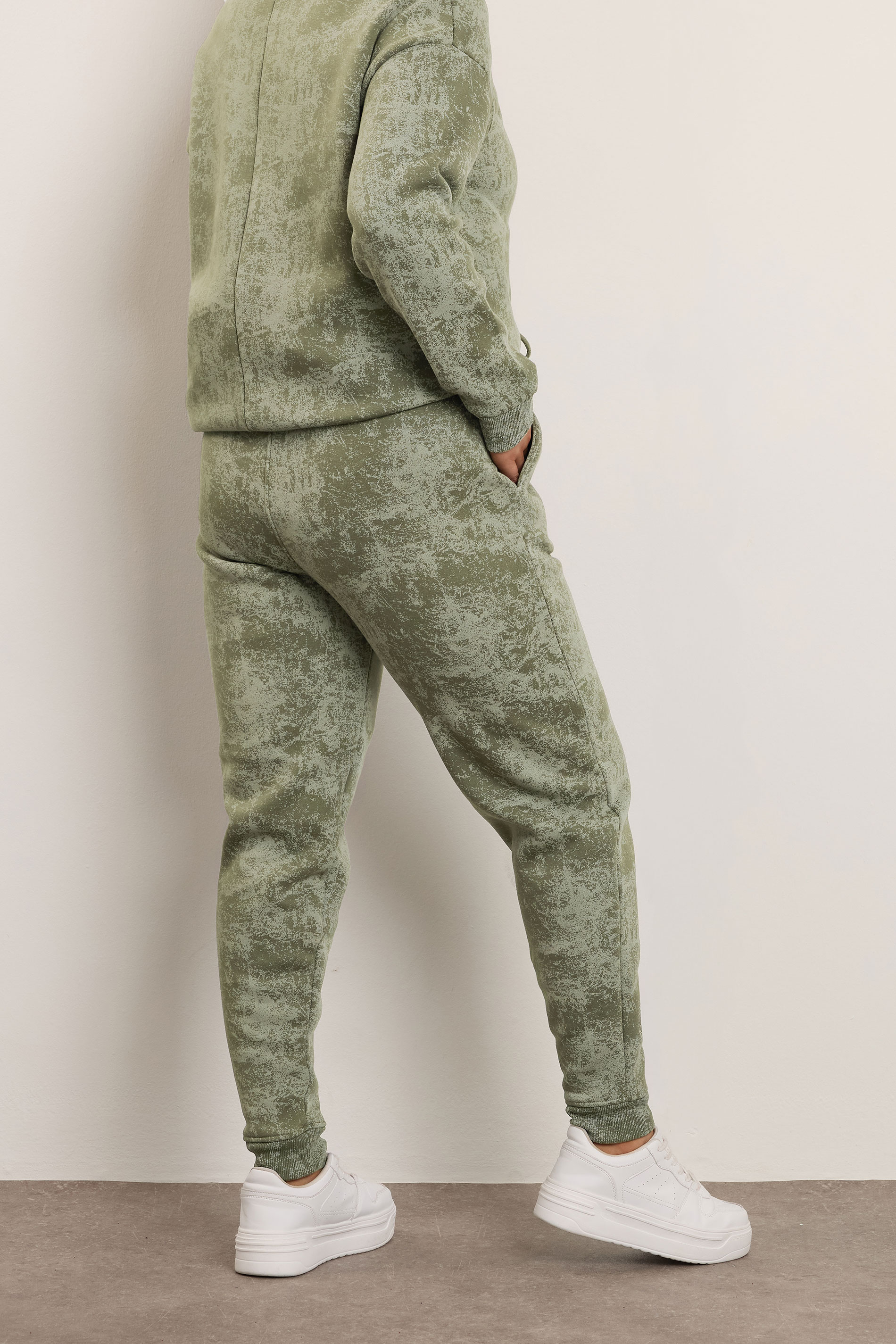 YOURS Plus Size Green Abstract Print Cuffed Joggers | Yours Clothing 2