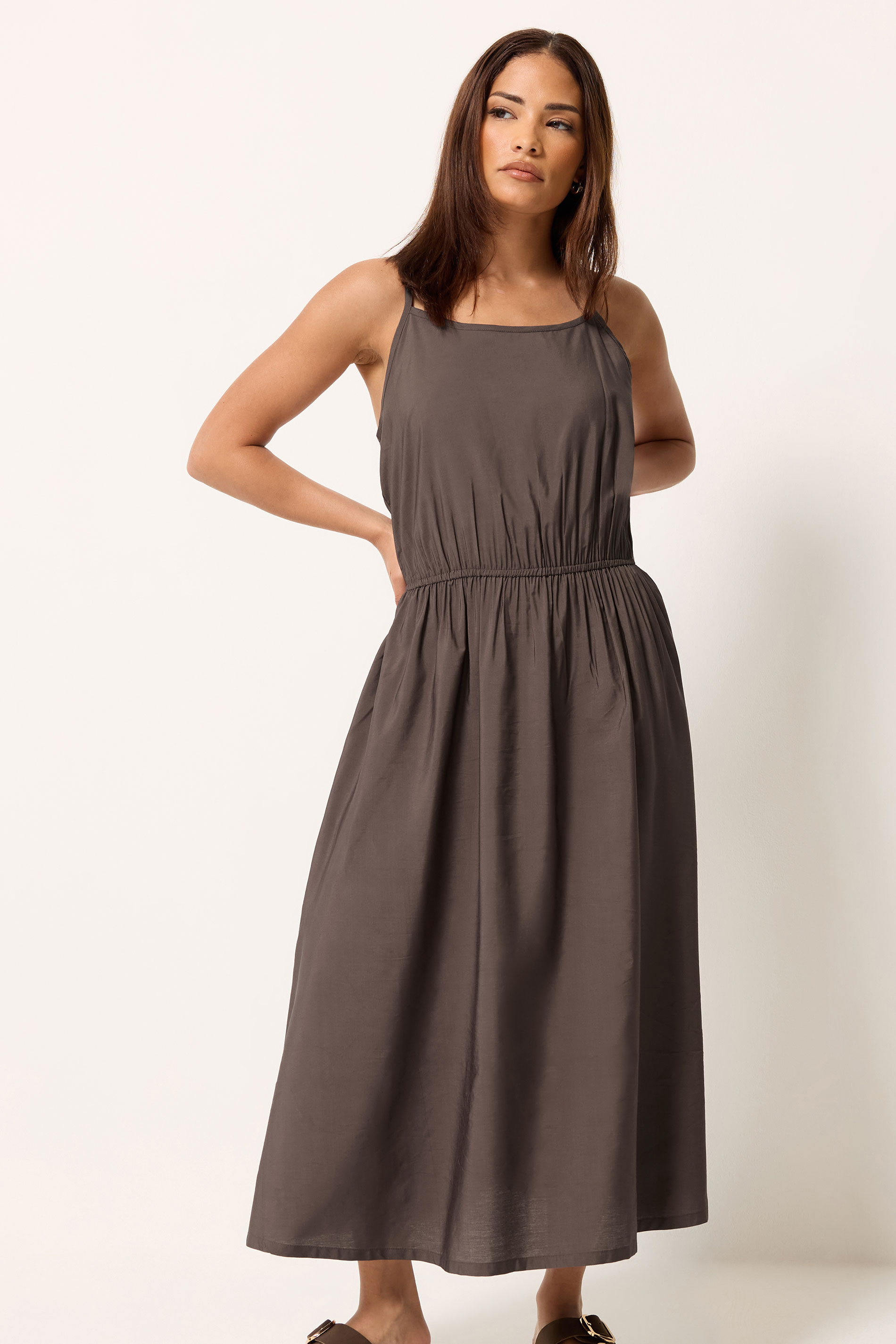 PixieGirl Petite Chocolate Brown Midi Dress | PixieGirl 3