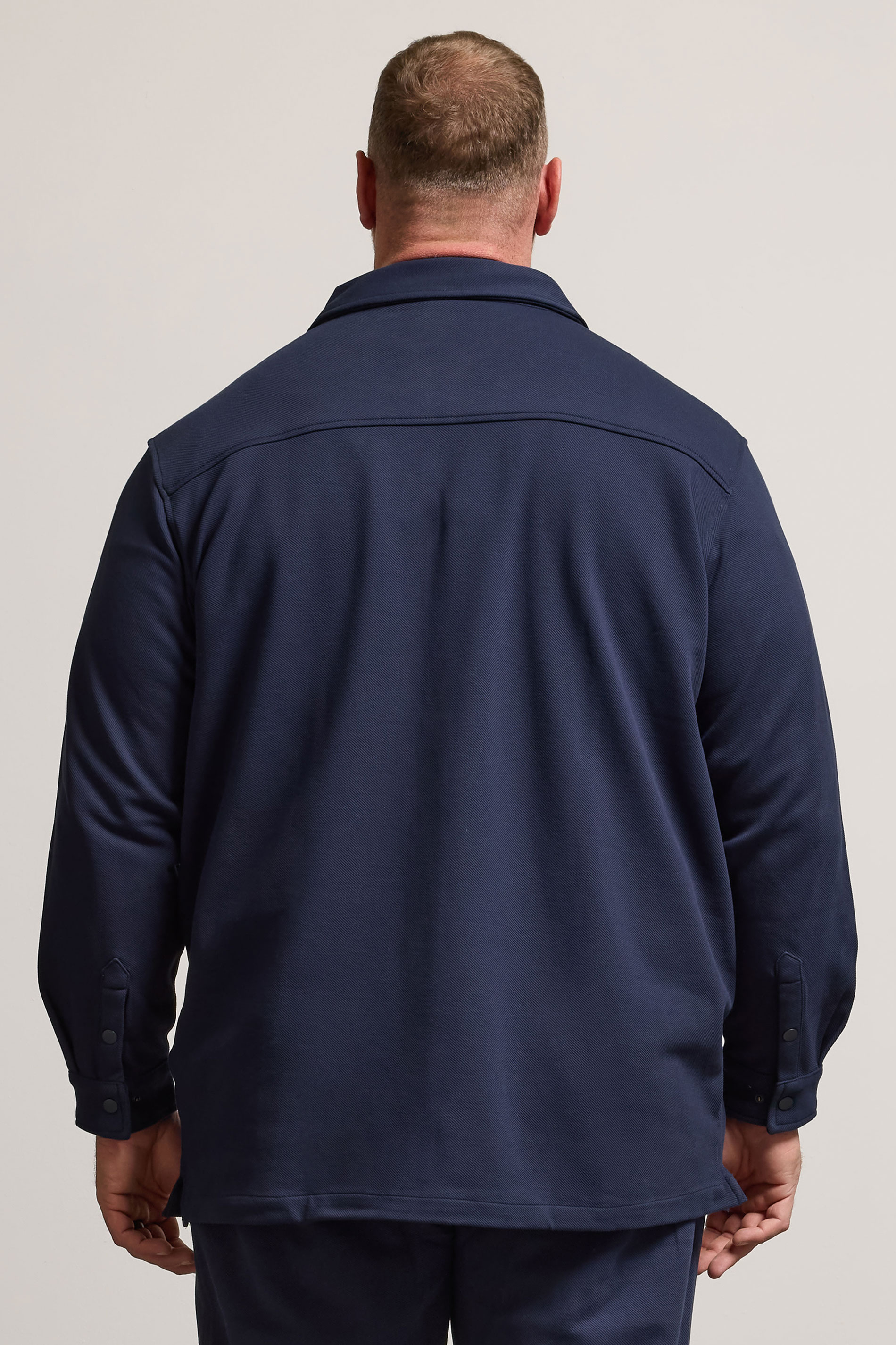 BadRhino Big & Tall Navy Blue Textured Jersey Shacket | BadRhino 4