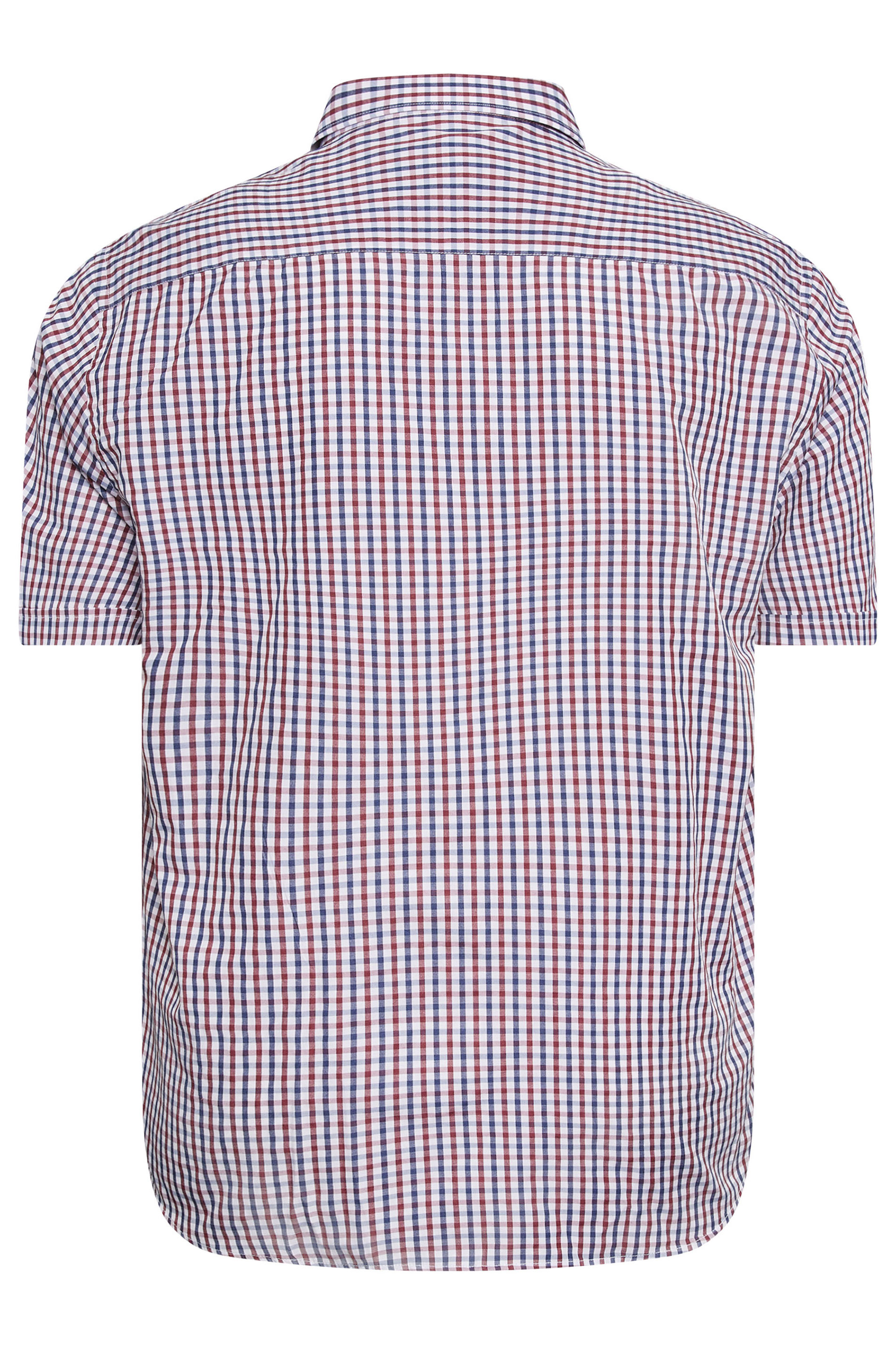 KAM Big & Tall Wine Red Short Sleeve Gingham Shirt | BadRhino 2