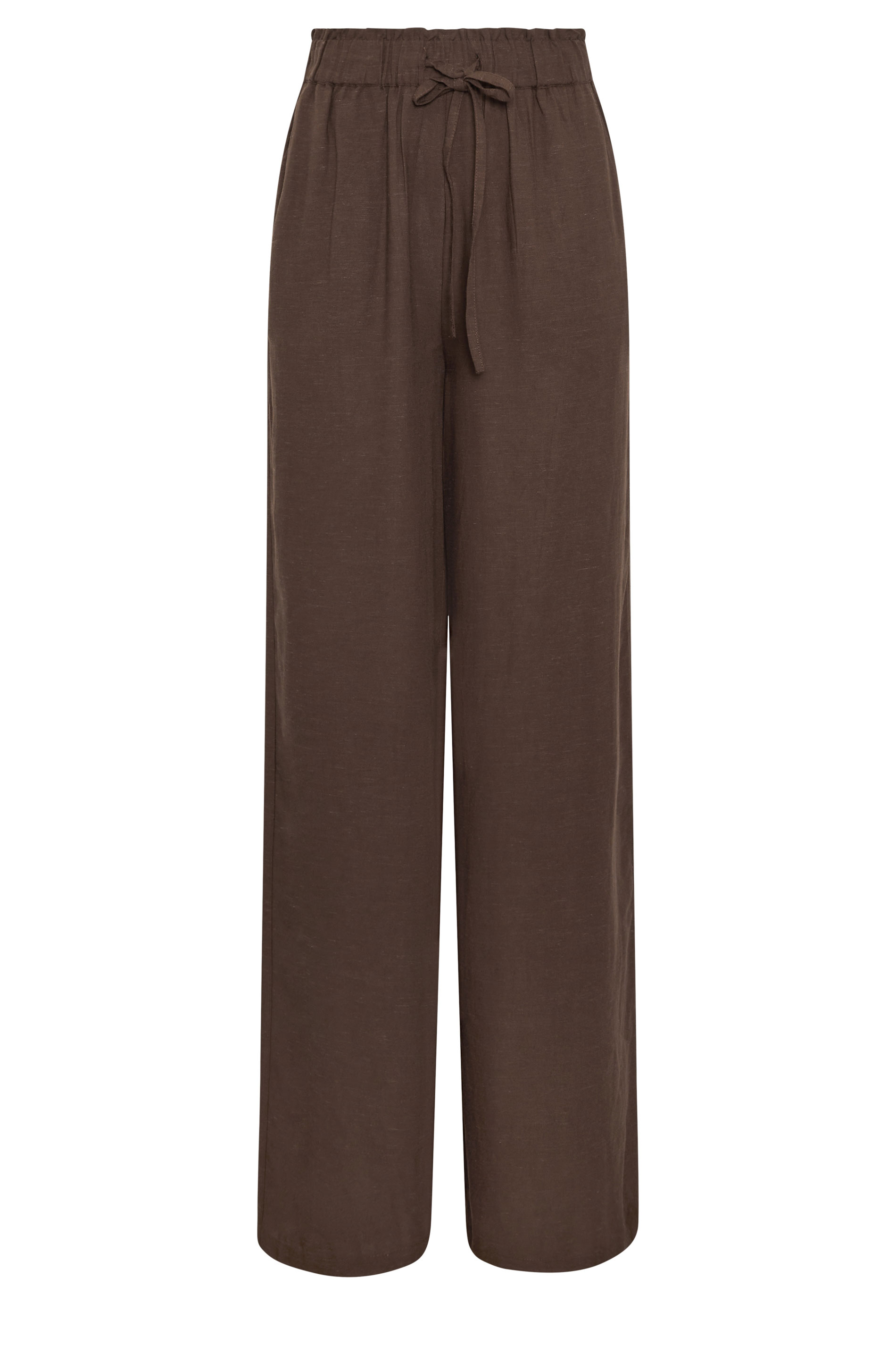 LTS Tall Women's Chocolate Brown Linen Wide Leg Trousers | Long Tall Sally 5