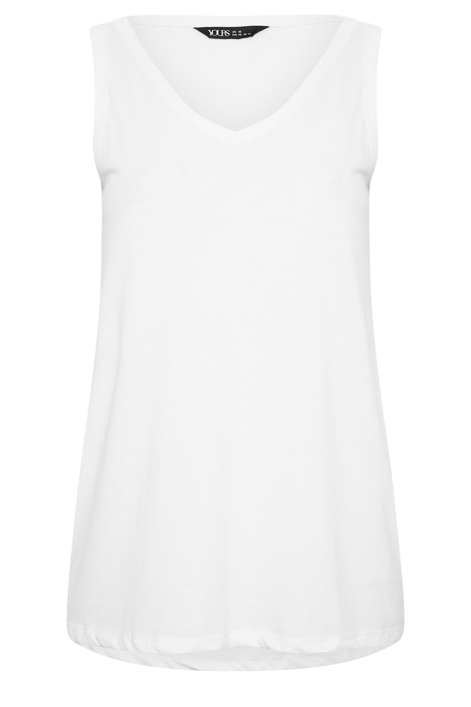 YOURS Plus Size White V-Neck Core Vest Top | Yours Clothing 5