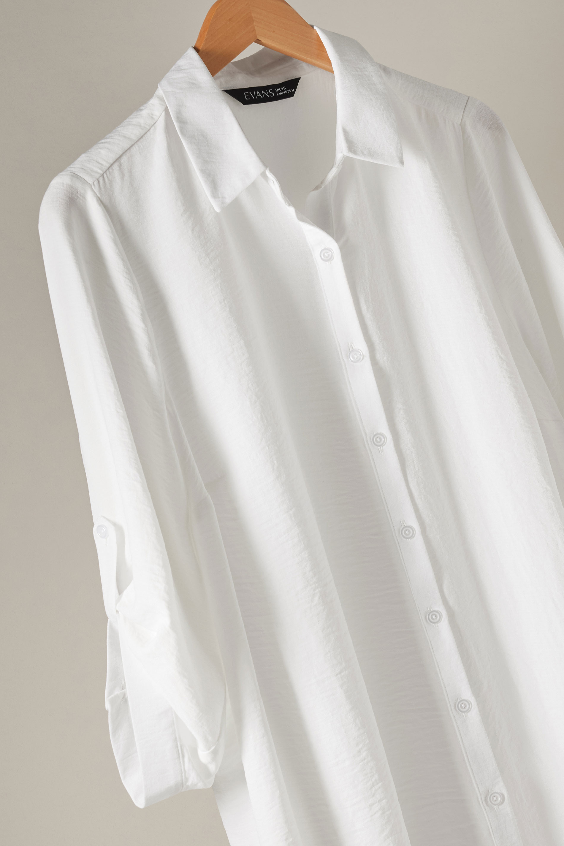 EVANS Plus Size White Tab Sleeve Shirt | Evans 8
