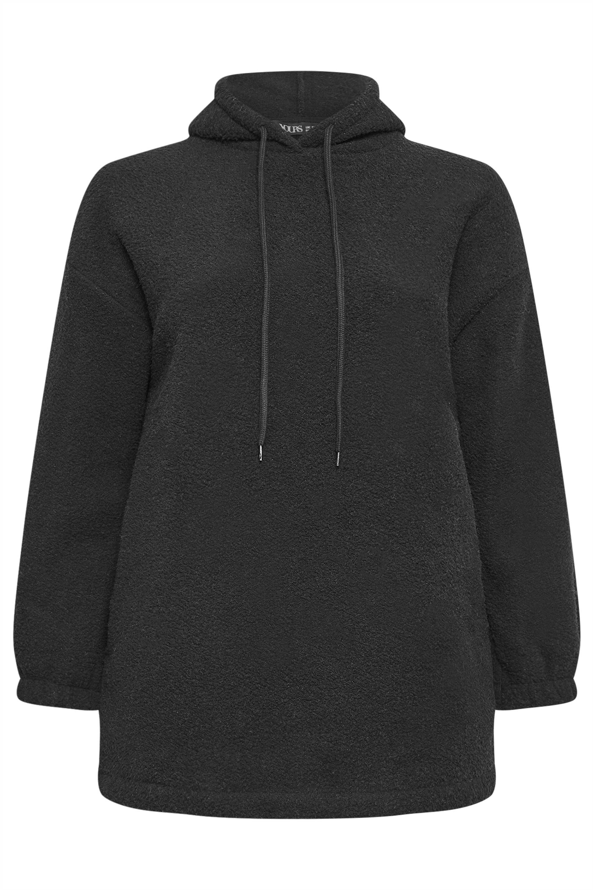 YOURS Plus Size Black Teddy Fleece Hoodie | Yours Clothing 6