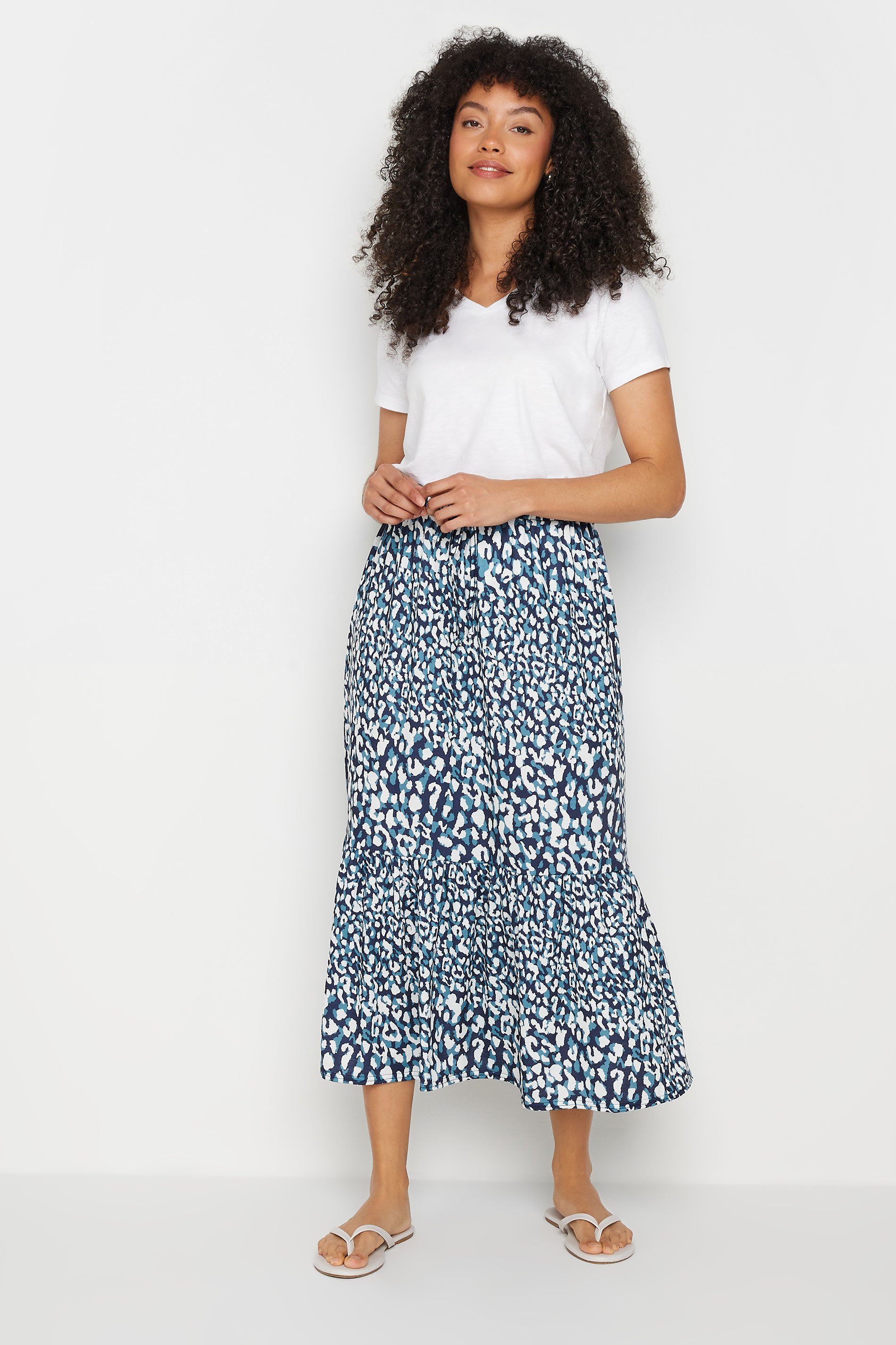 M&Co Blue Leopard Print Tiered Skirt | M&Co 2