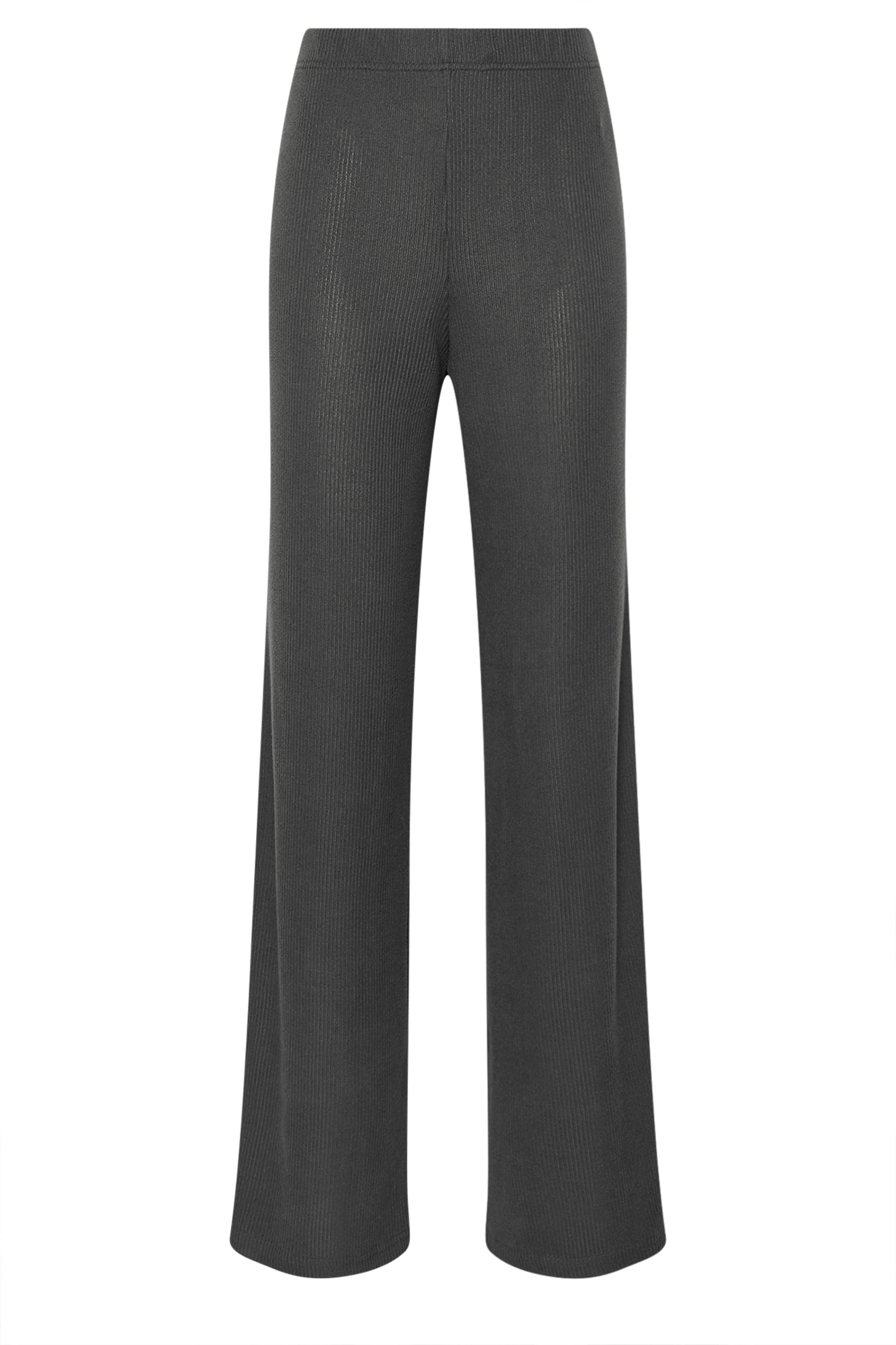 LTS Tall Women's Charcoal Grey Ribbed Wide Leg Trousers | Long Tall Sally  6