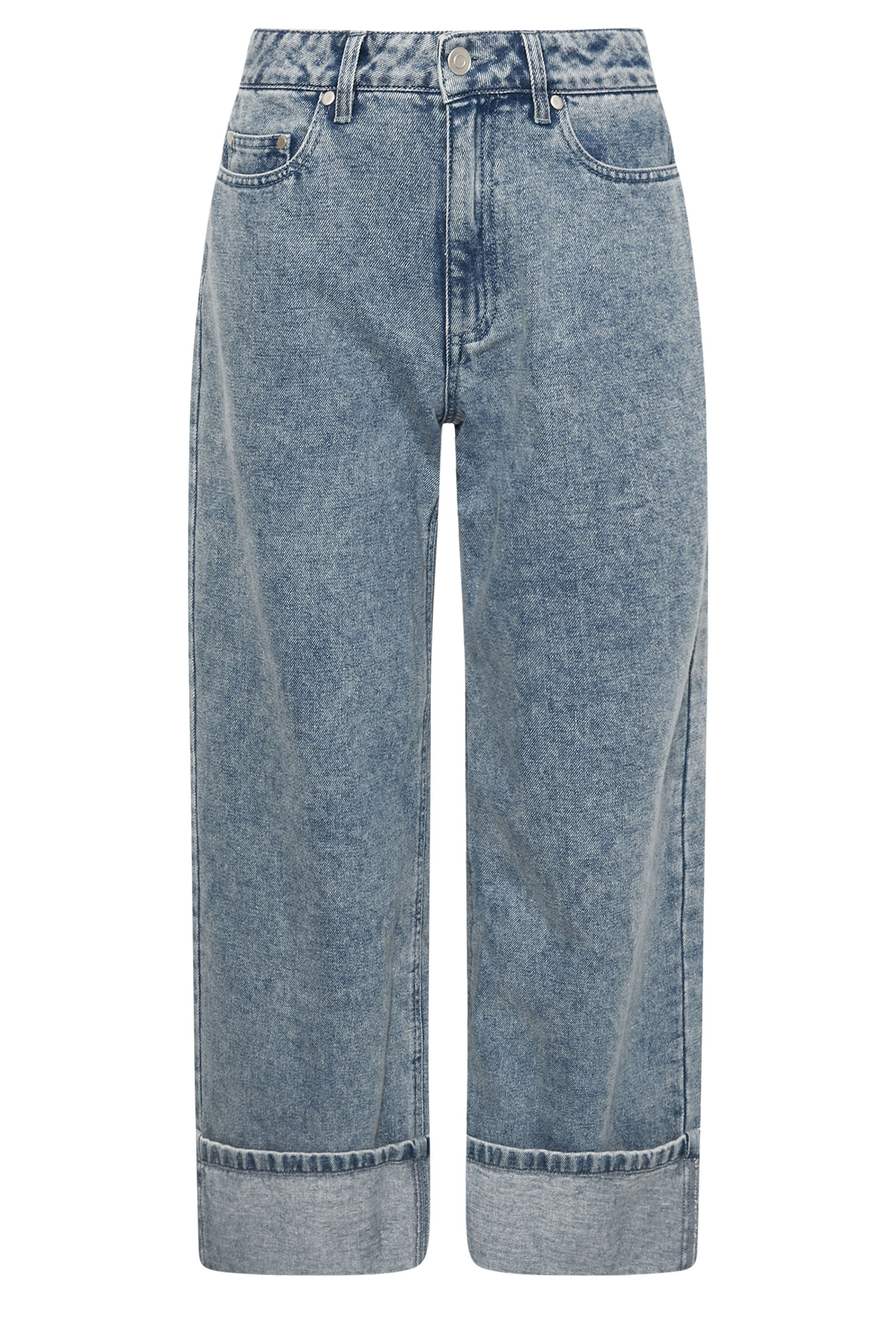 PixieGirl Petite Women's Blue Wash Denim Turn Up Jeans | PixieGirl 5