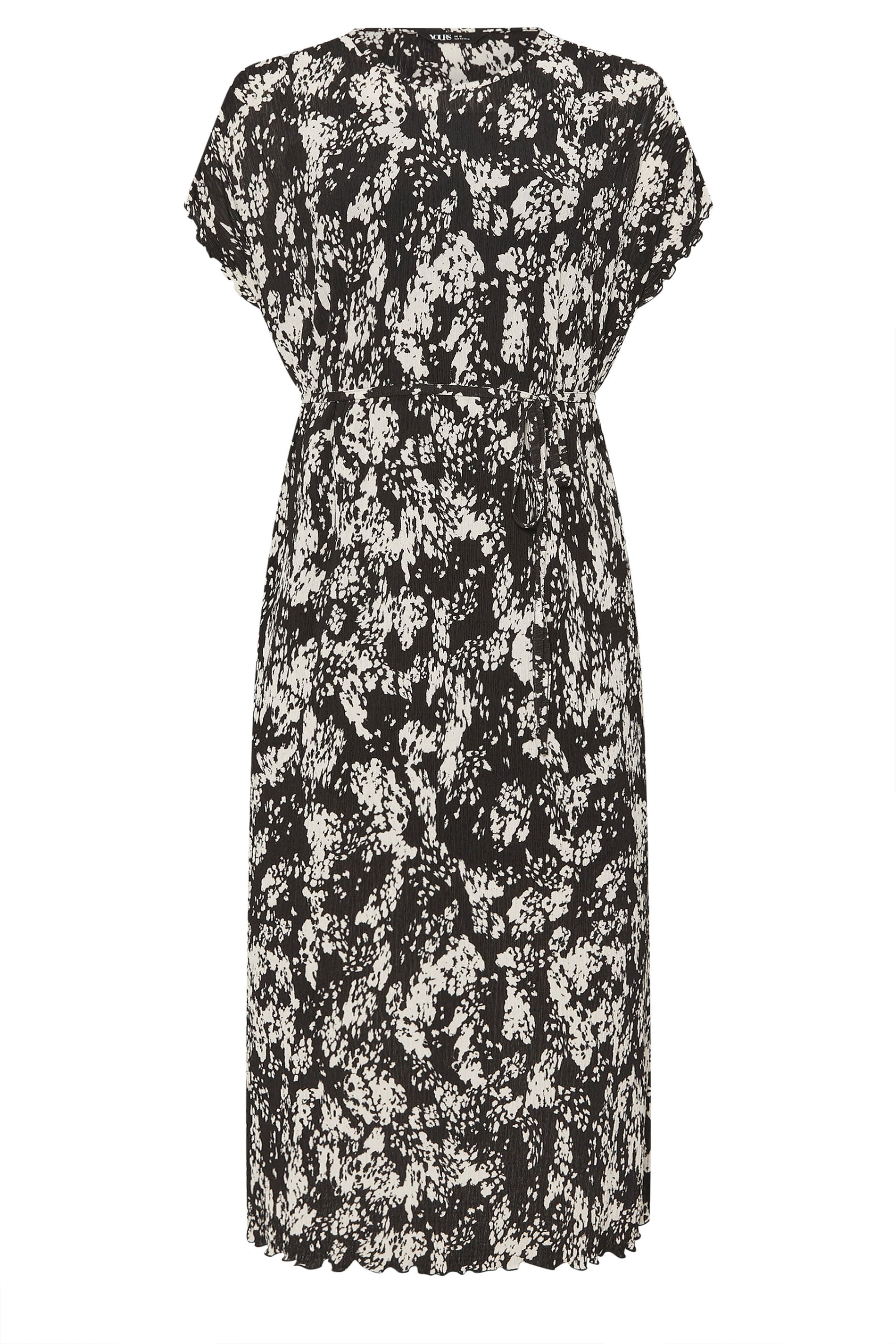YOURS Plus Size Black Abstract Print Plisse Maxi Dress | Yours Clothing 6