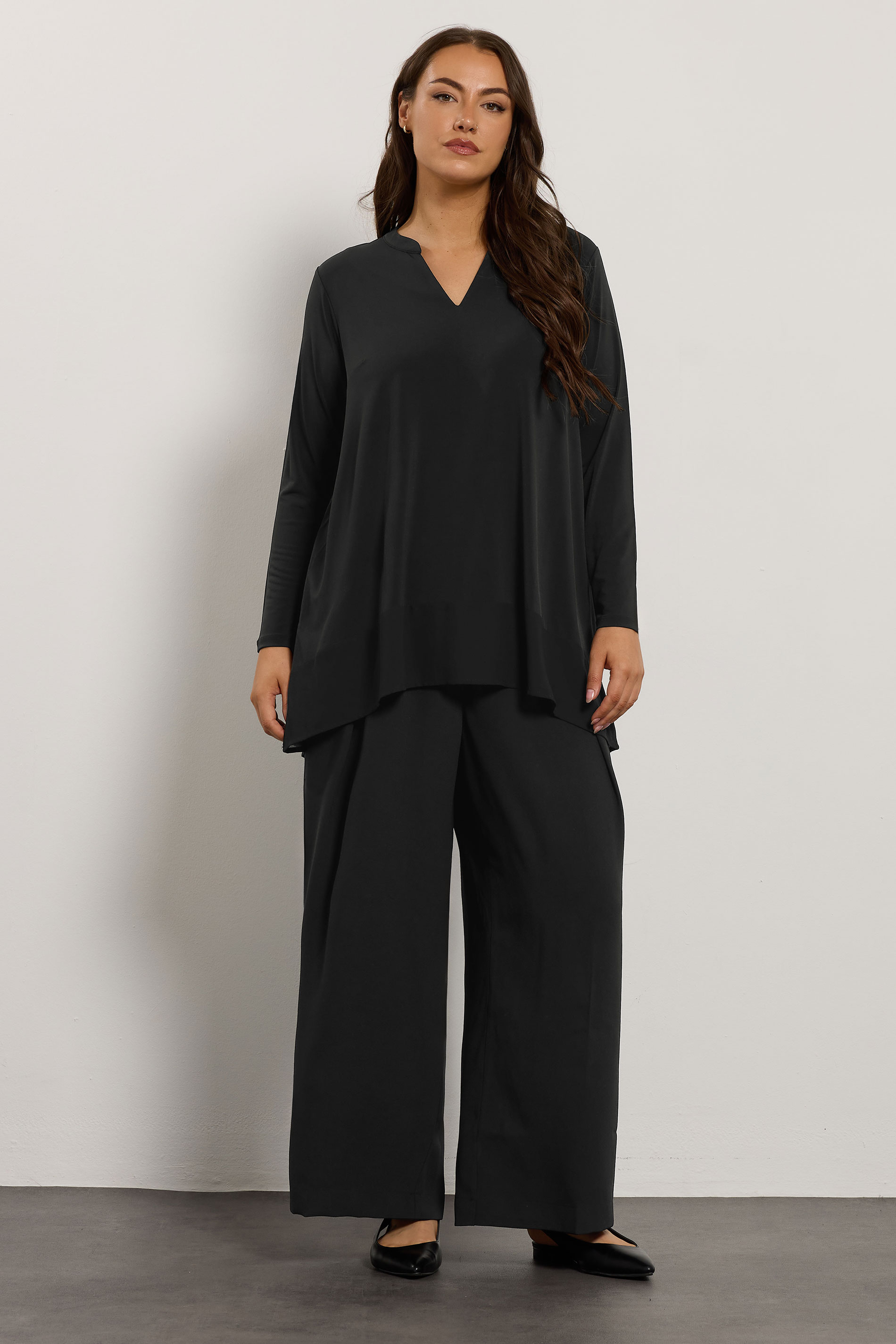 EVANS Plus Size Black Chiffon Hem Blouse | Evans 1
