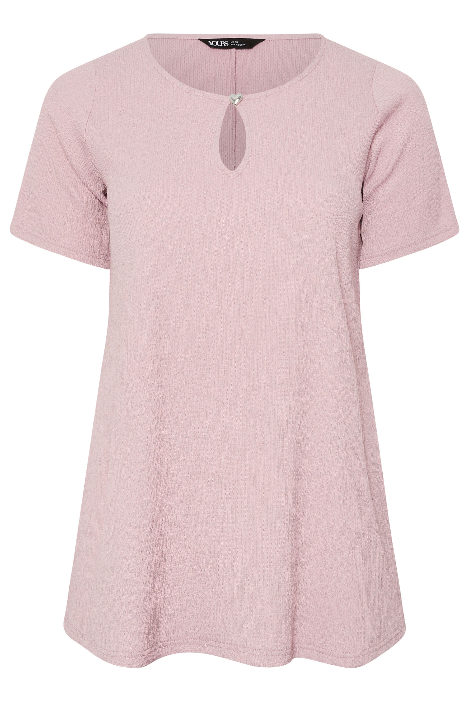 YOURS Plus Size Light Pink Textured Keyhole Detail Top | Yours Clothing 5