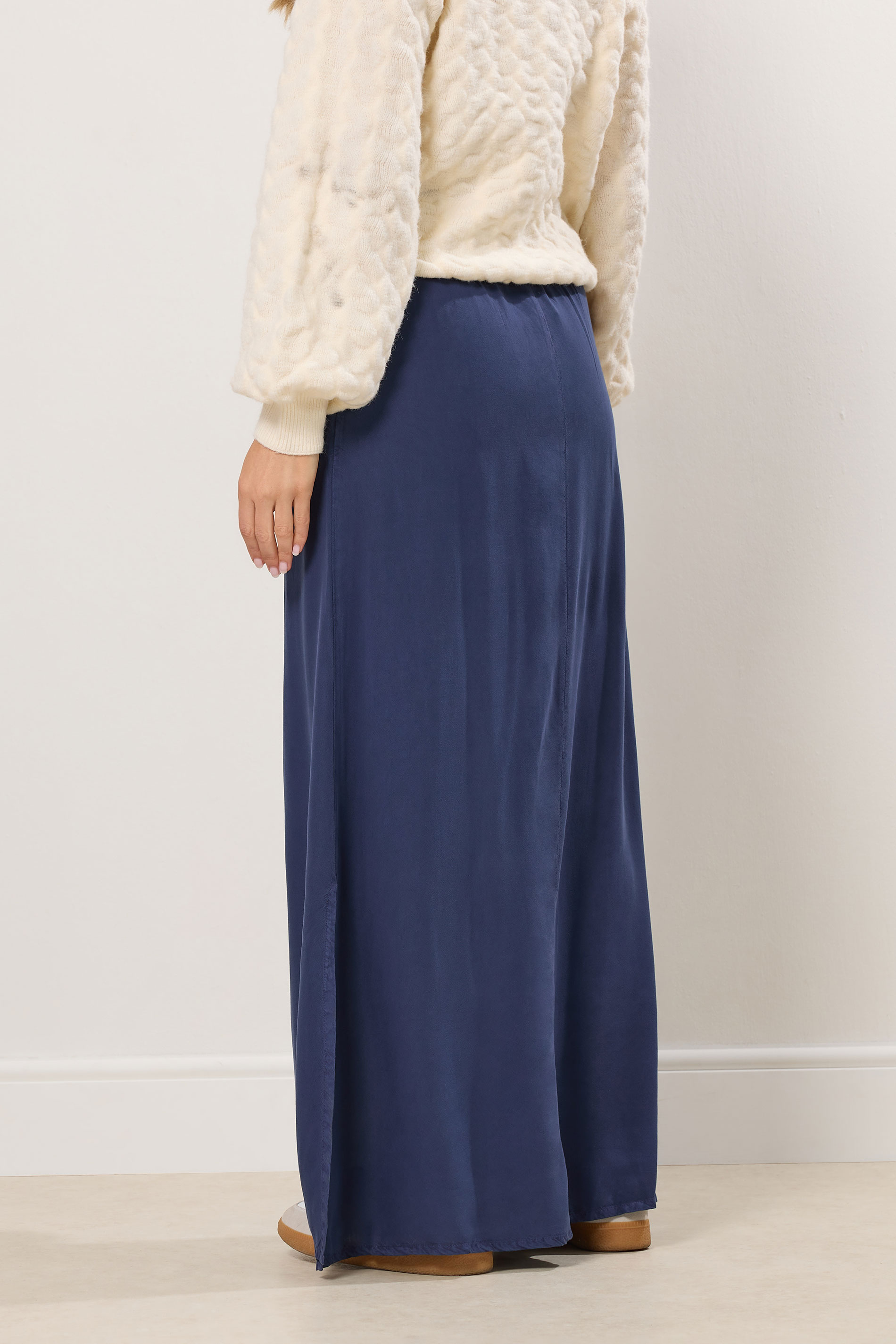LTS Tall Navy Blue Acid Wash Side Split Maxi Skirt | Long Tall Sally 2