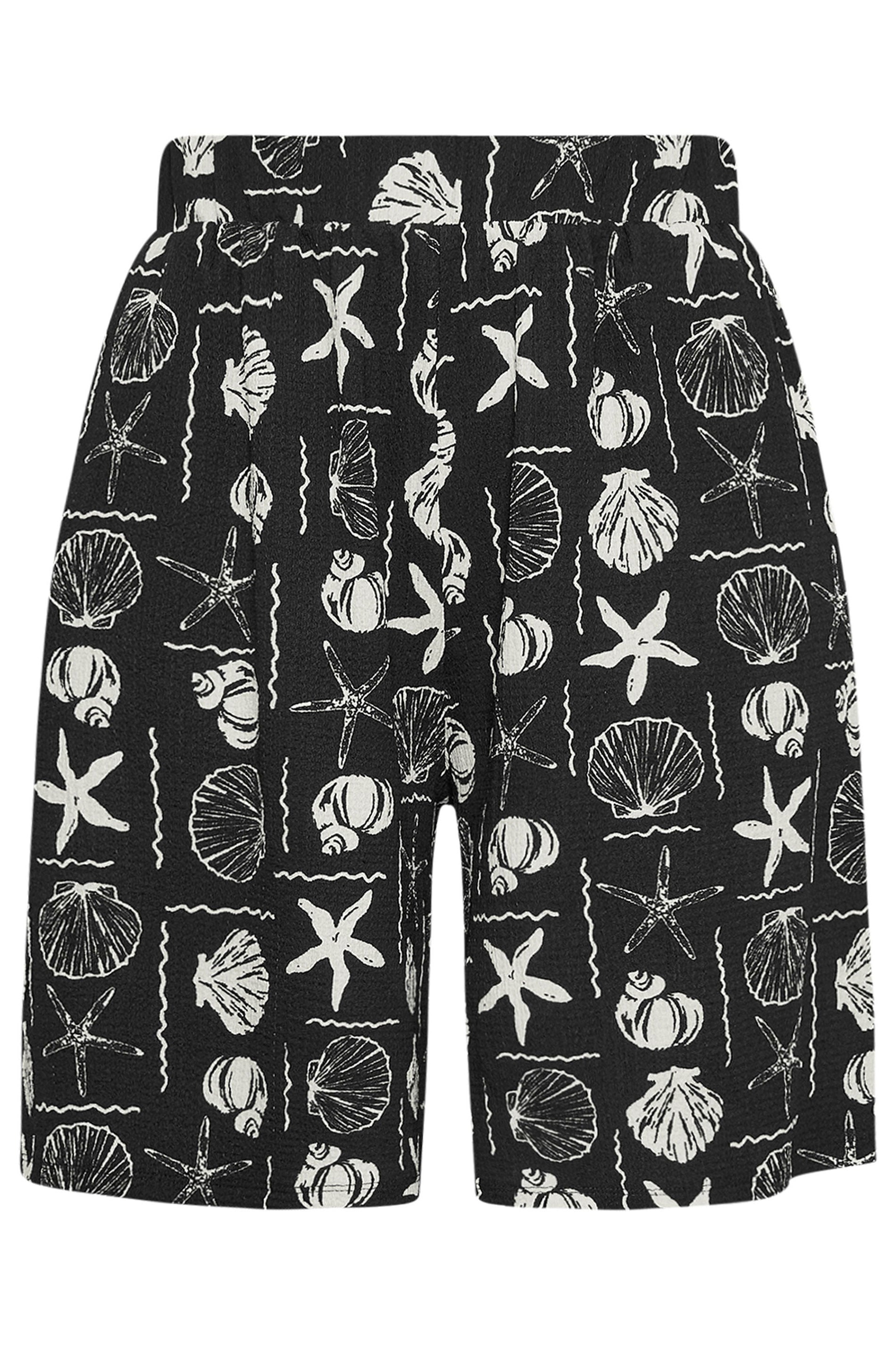 YOURS Plus Size Black Mixed Shell Textured Shorts | Yours Clothing 5
