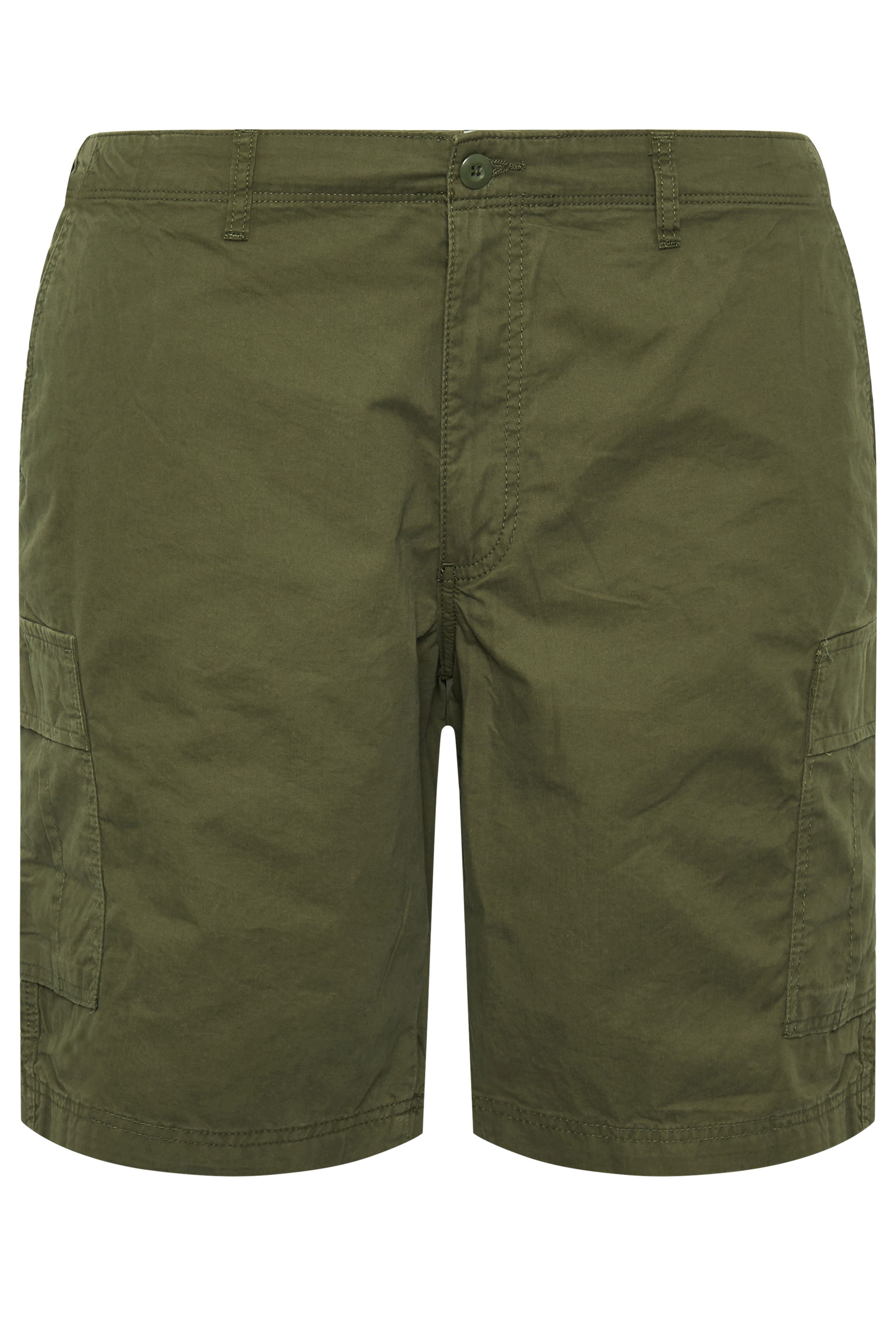 JACK & JONES Big & Tall 2 PACK Neutral And Olive Green Cargo Shorts | BadRhino 5