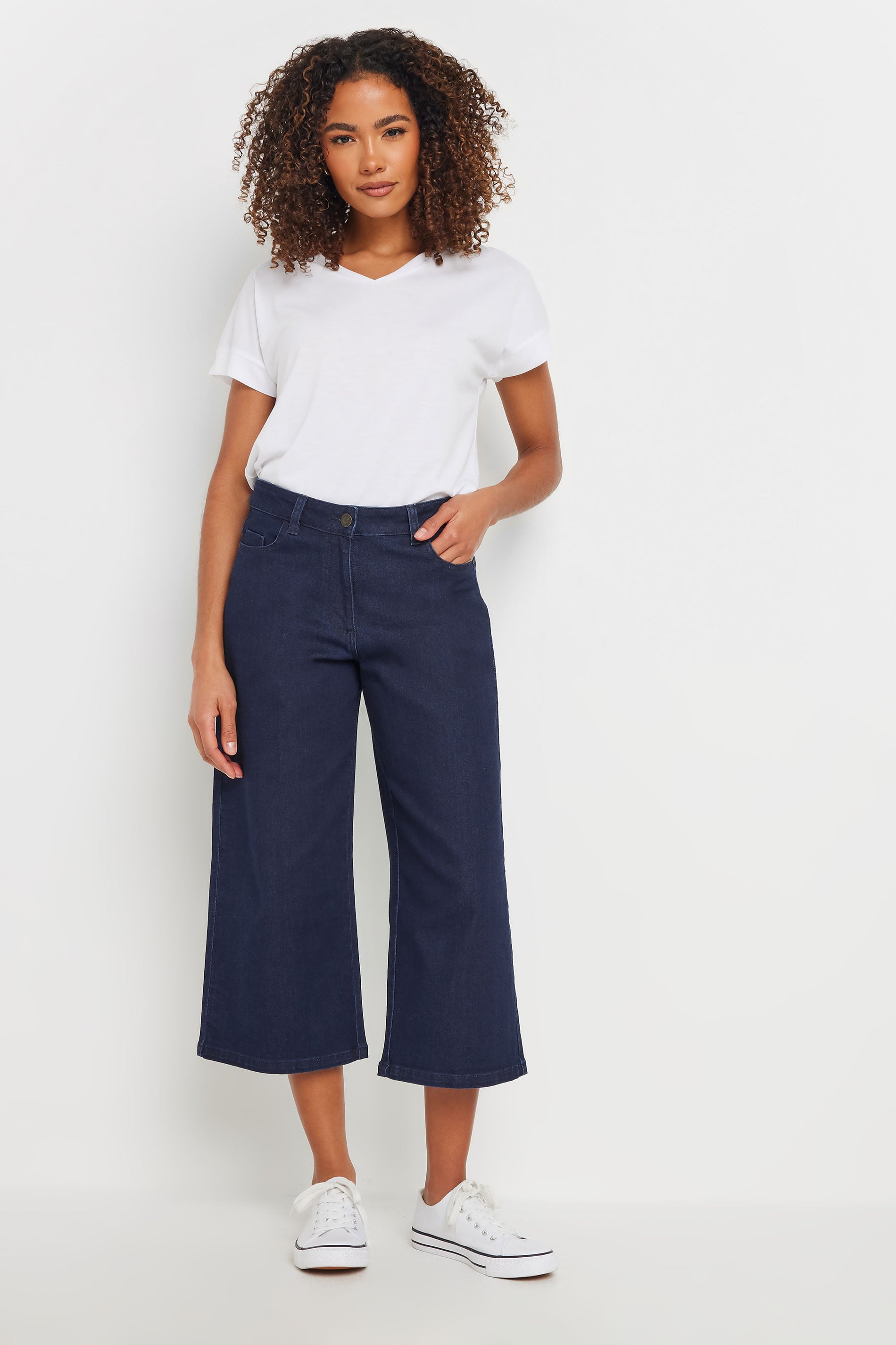 M&Co Indigo Blue Wide Leg Cropped Jeans | M&Co 3