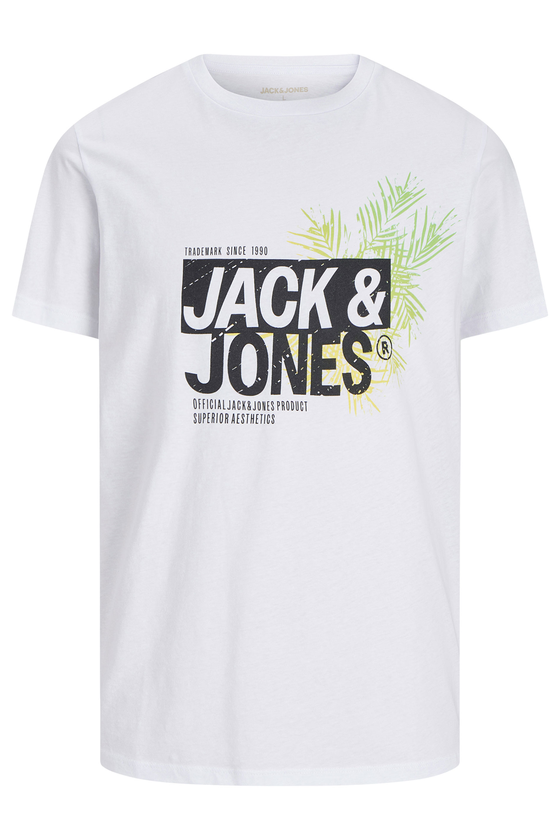JACK & JONES Big & Tall White Contrast Logo Print T-Shirt | BadRhino 2