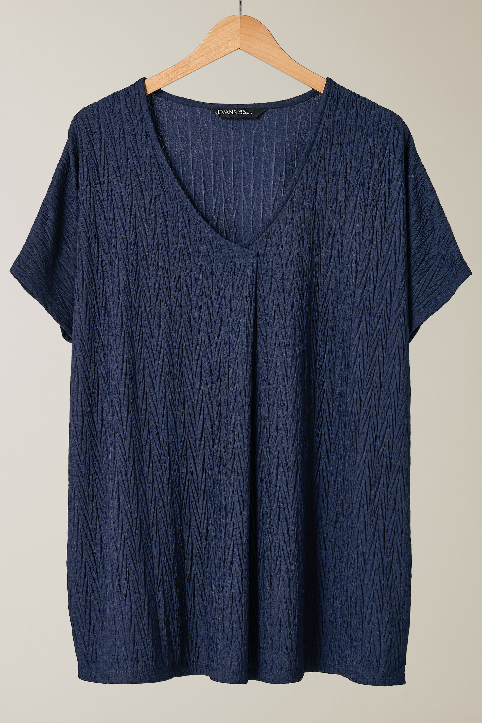 EVANS Plus Size Navy Blue Plisse Pleat Front Top | Evans 6