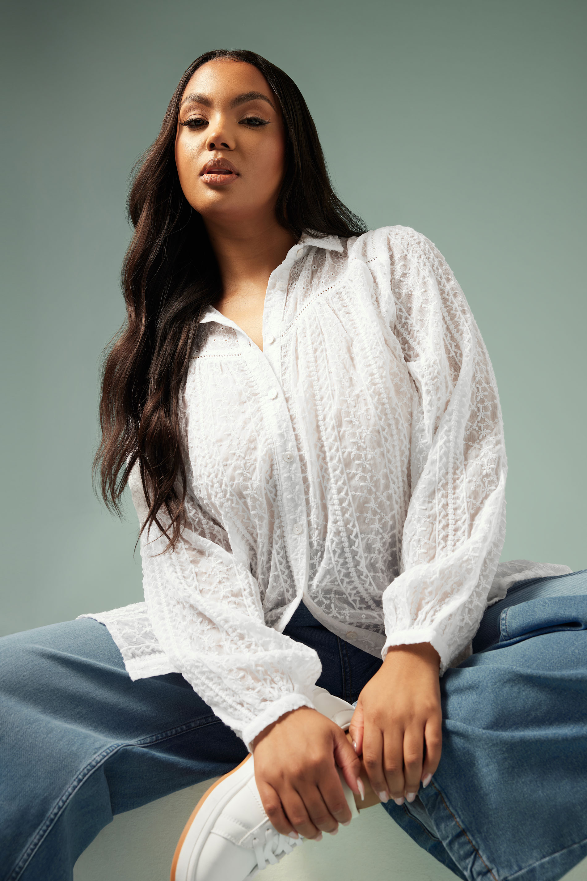 YOURS Plus Size White Embroidered Shirt | Yours Clothing 6