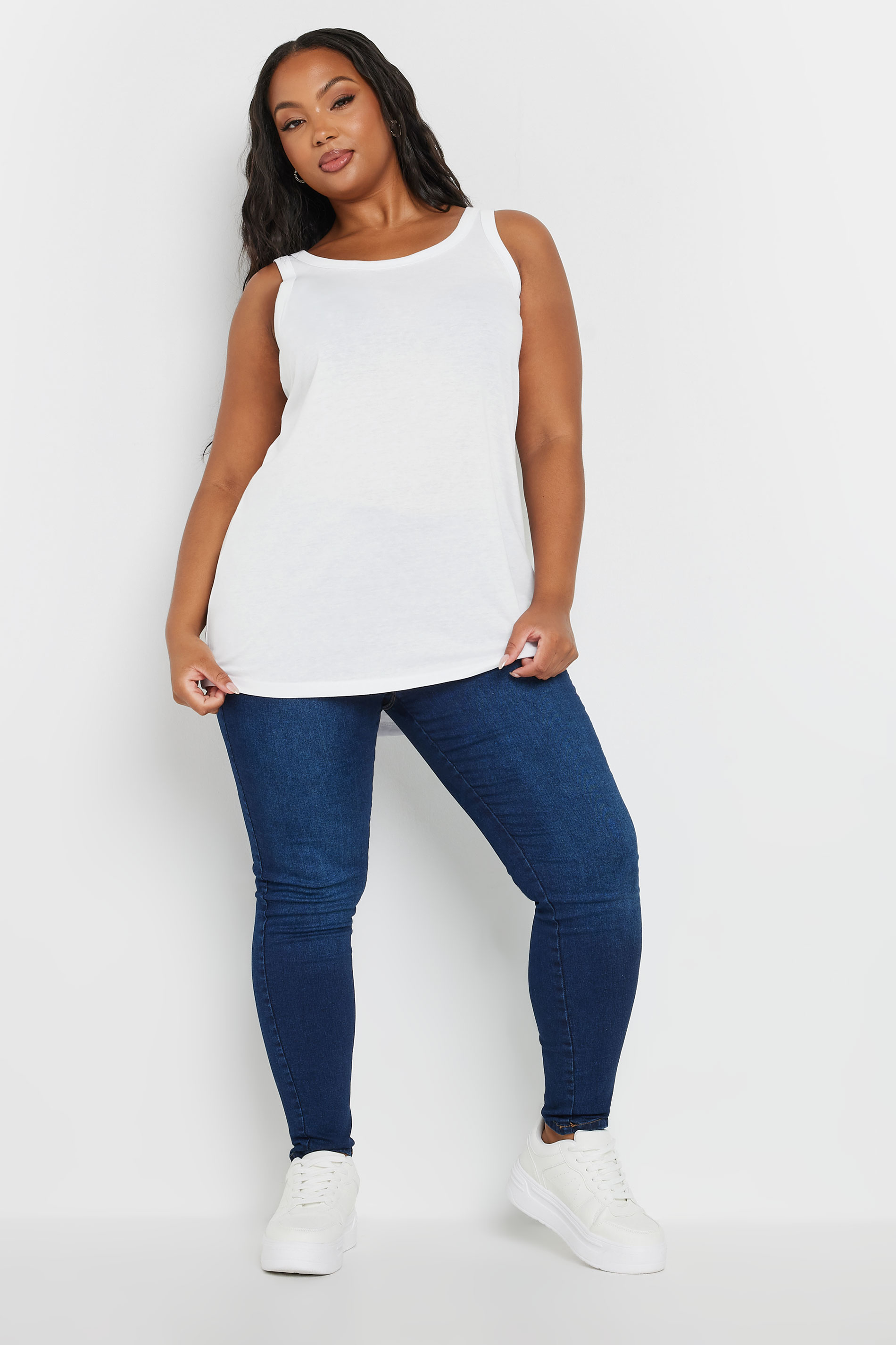 YOURS 3 PACK Curve Navy Blue & Black Core Vest Tops | Yours Clothing 5