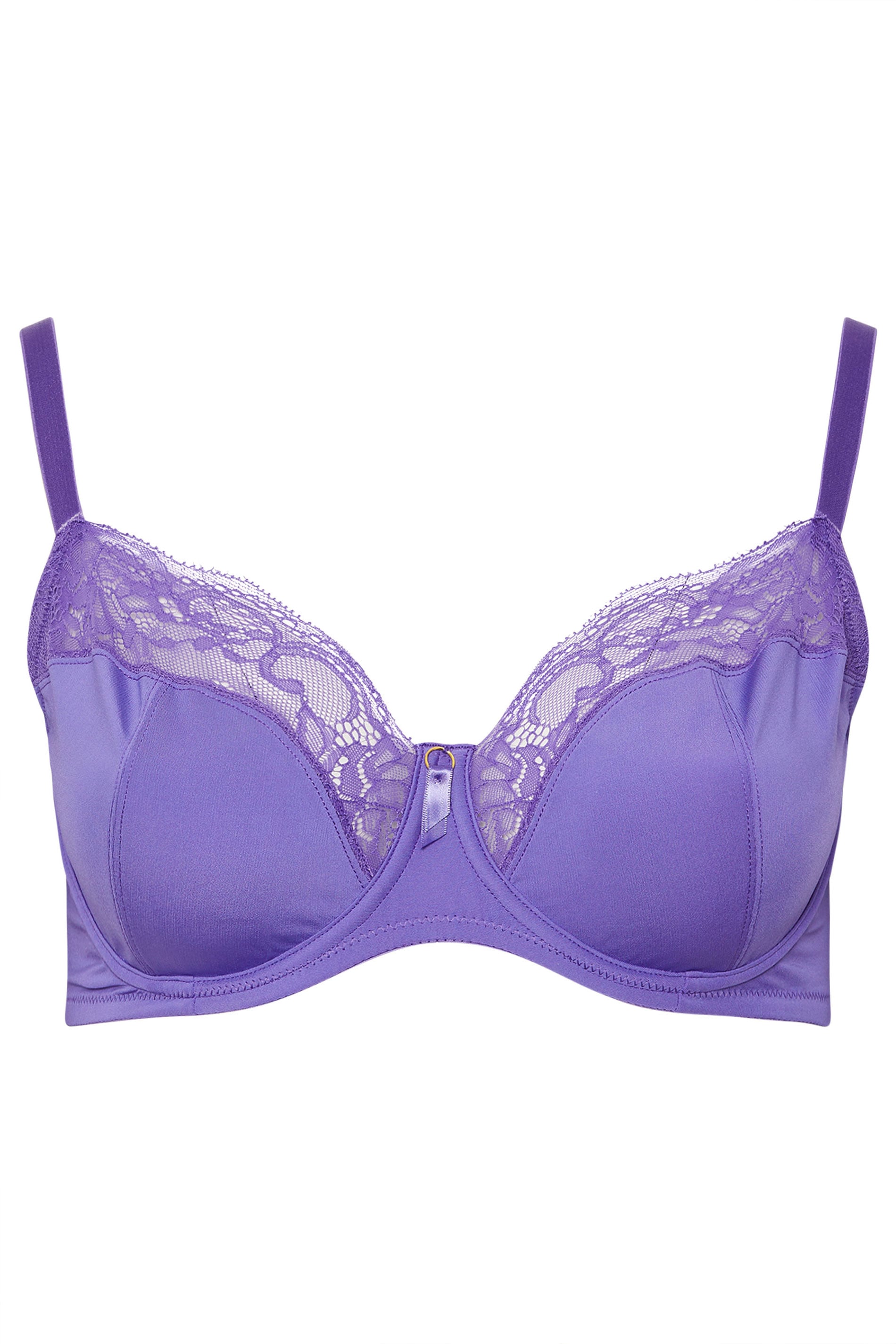 YOURSET 2 PACK Plus Size Black & Purple Floral Underwired Bras | Yours Clothing 9