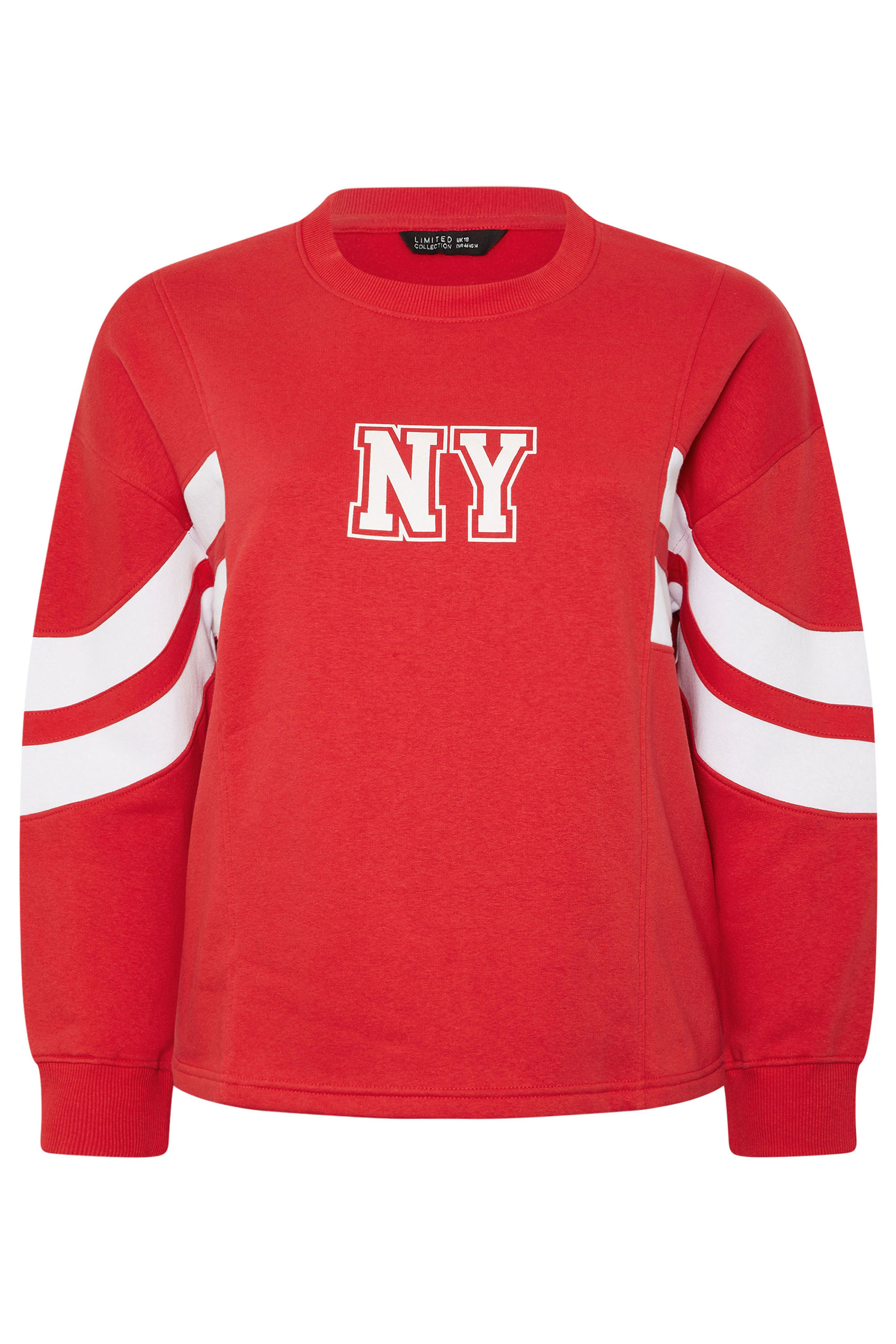 LIMITED COLLECTION Plus Size Red 'NY' Stripe Sweatshirt | Yours Clothing 6