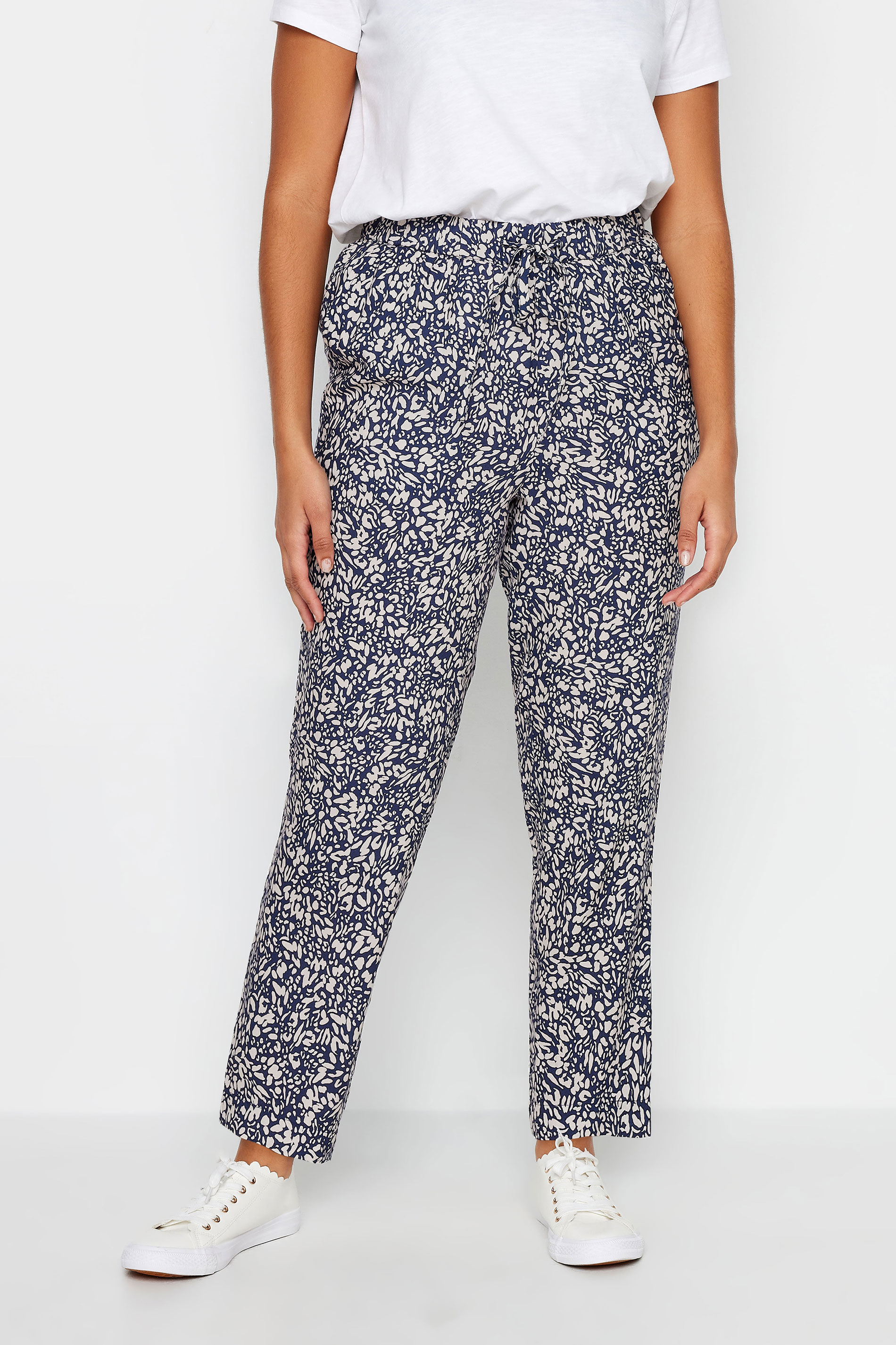 M&Co Navy Blue & Ivory Markings Print Trousers | M&Co 1