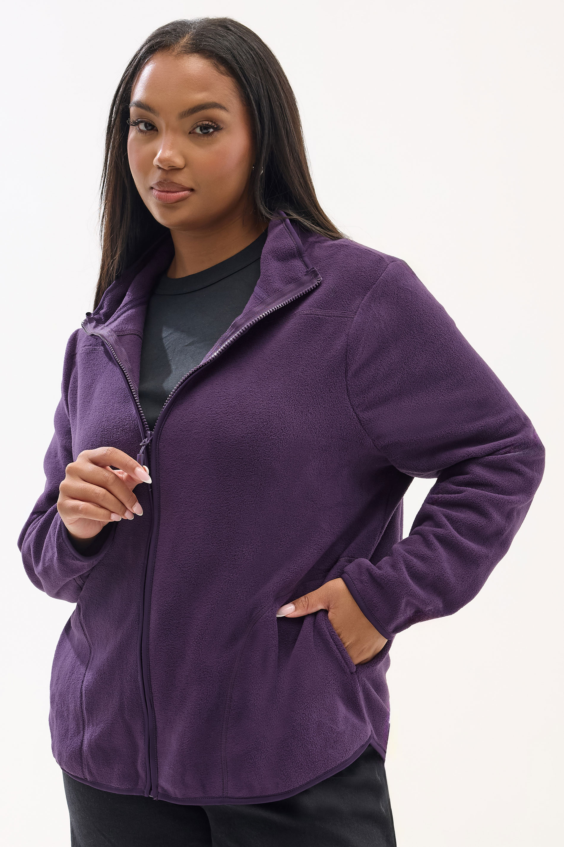 YOURS Curve Purple Fleece Jacket | Yours Clothing 3