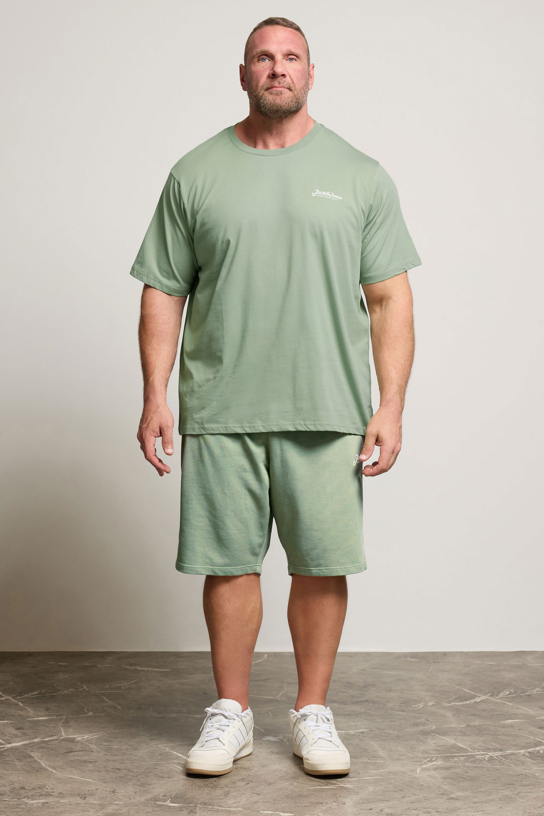 JACK & JONES Big & Tall Iceberg Green 'Beau' T-Shirt & Short Set | BadRhino 1
