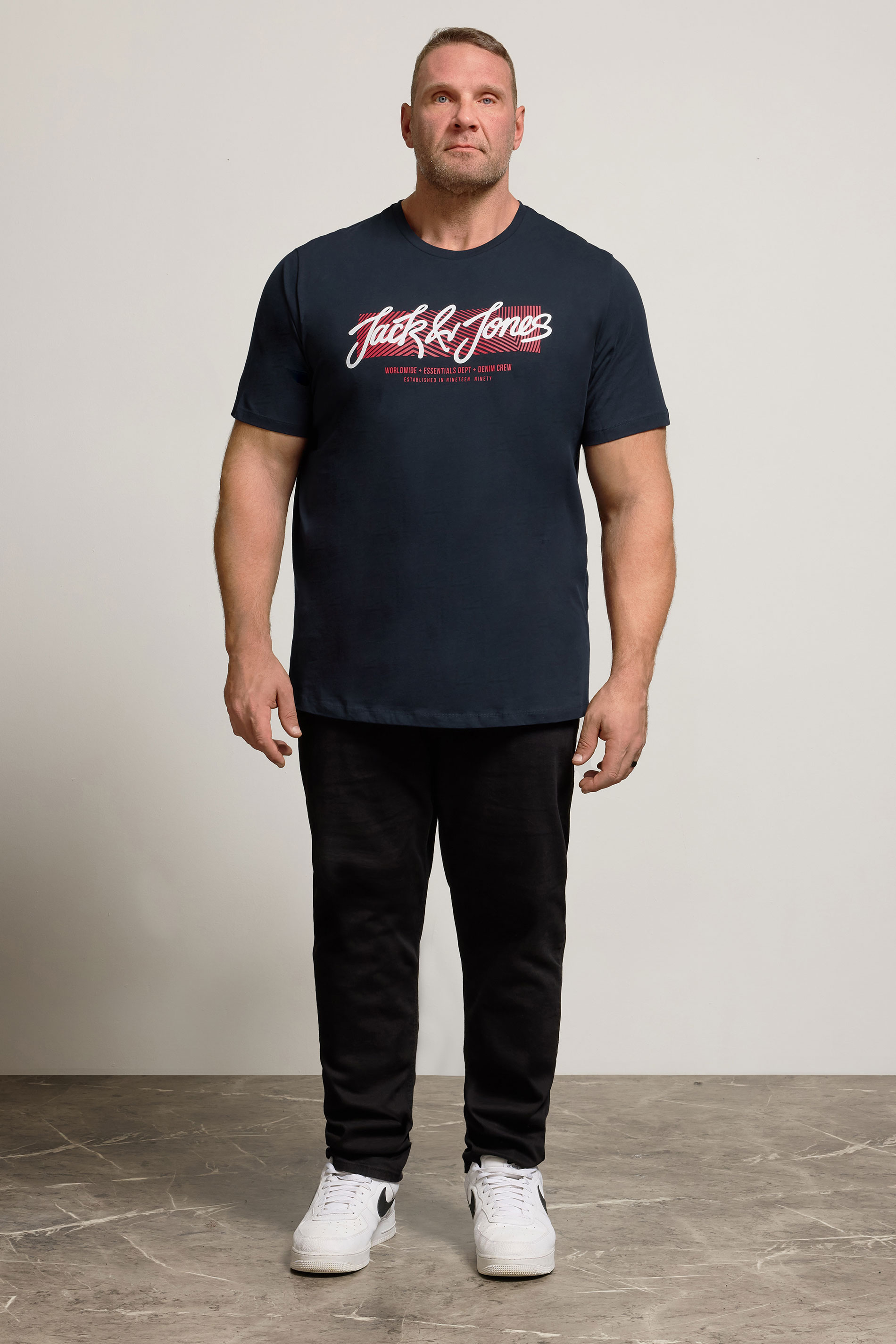 JACK & JONES Big & Tall Sky Captain Blue Urban T-Shirt | BadRhino 1