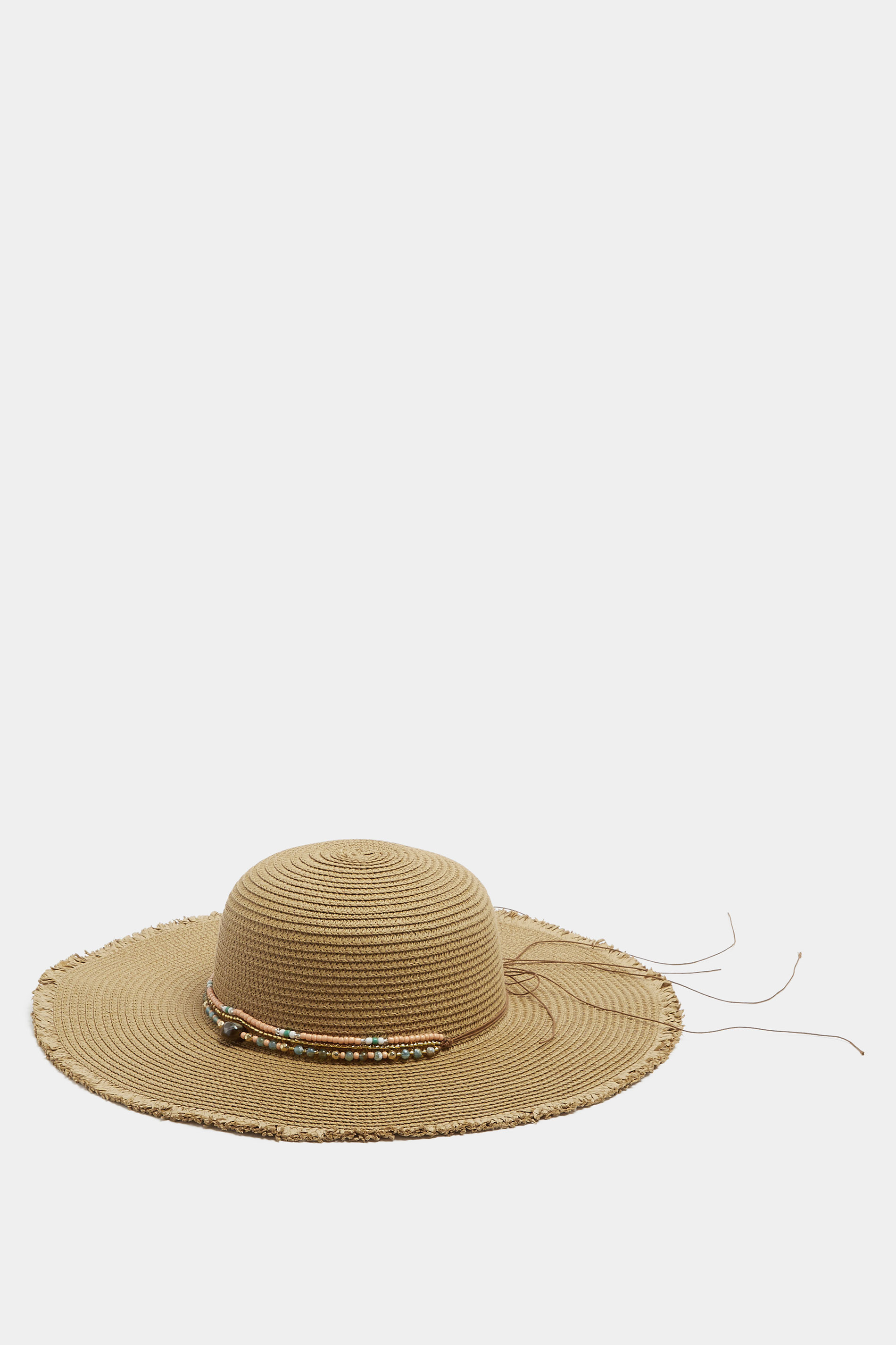 Brown Bead Detail Straw Hat | Yours Clothing 3