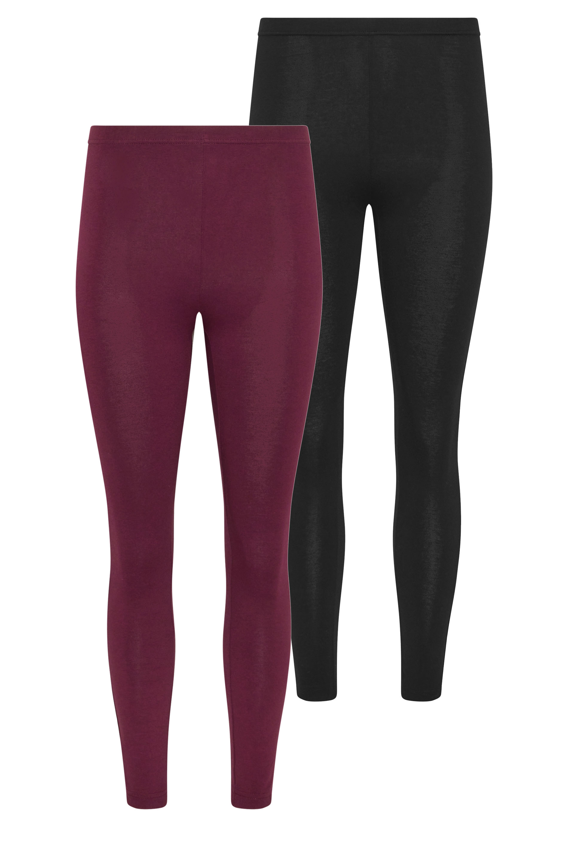 PixieGirl Petite Women's 2 PACK Burgundy Red & Black Cotton Leggings | PixieGirl 3