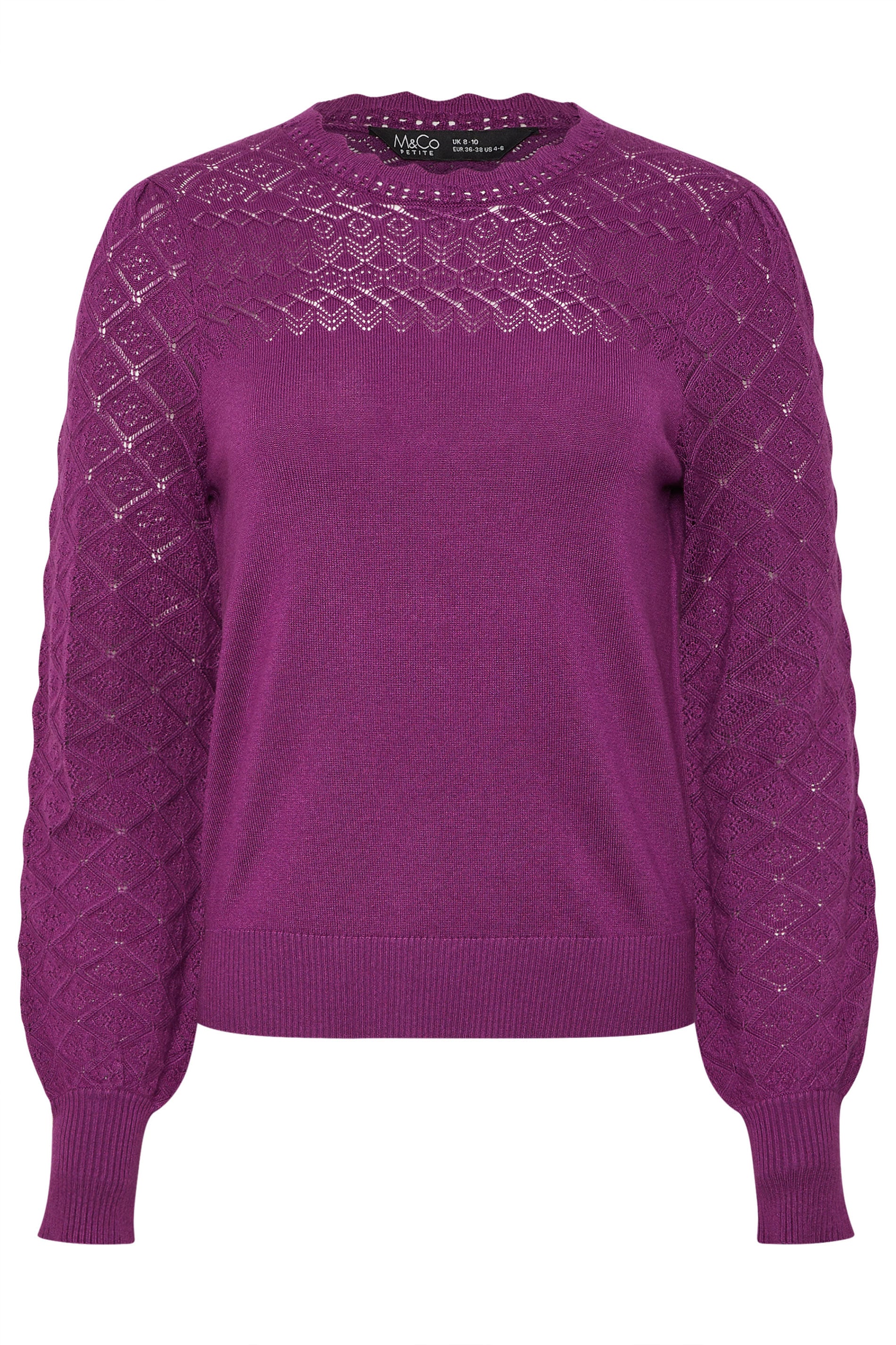 M&Co Petite Berry Pink Pointelle Long Sleeve Jumper | M&Co 5
