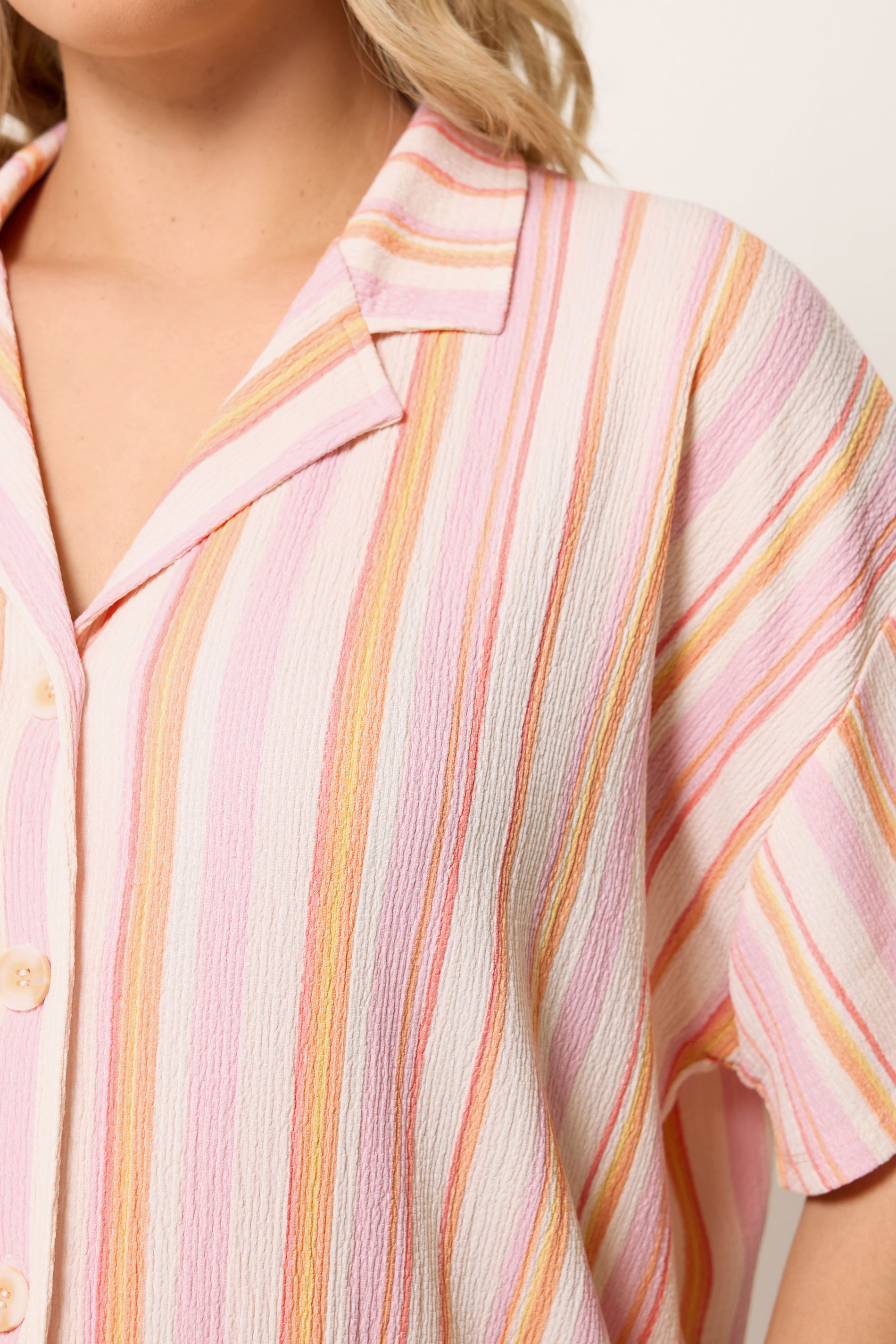 YOURS Plus Size Orange Textured Stripe Shirt | Yours Clothing 4