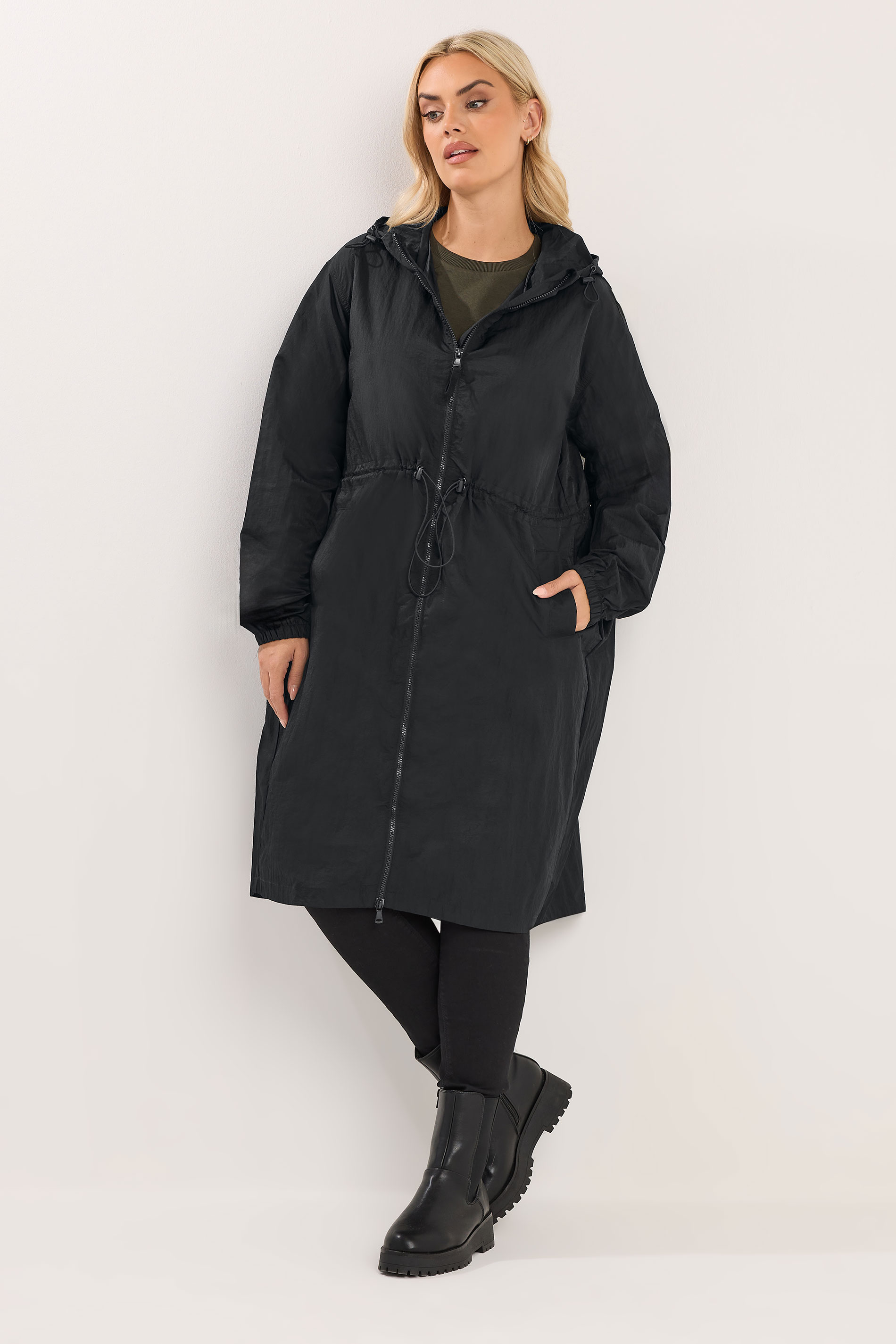 YOURS Plus Size Black Lightweight Longline Parka Jacket | Yours Clothing 1