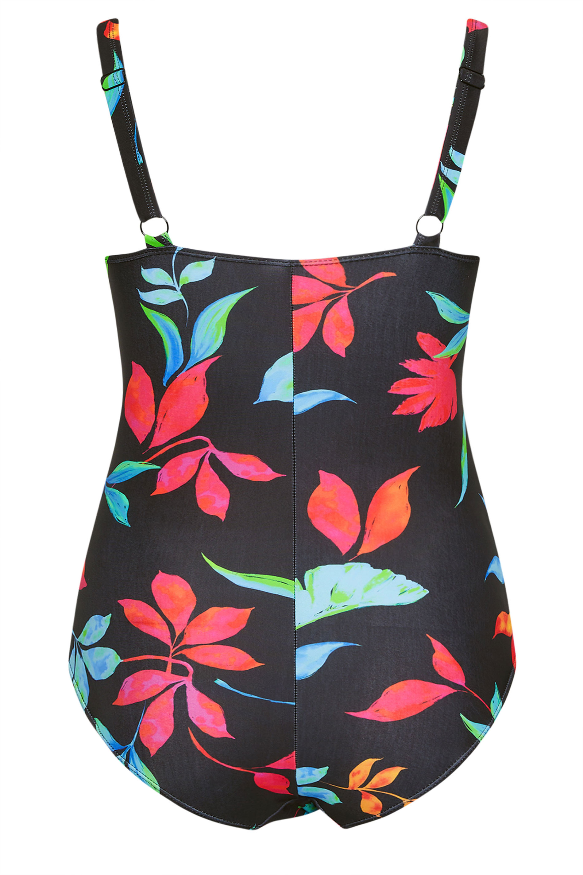 YOURS Plus Size Black Floral Strap Detail Swimsuit | Yours Clothing 8