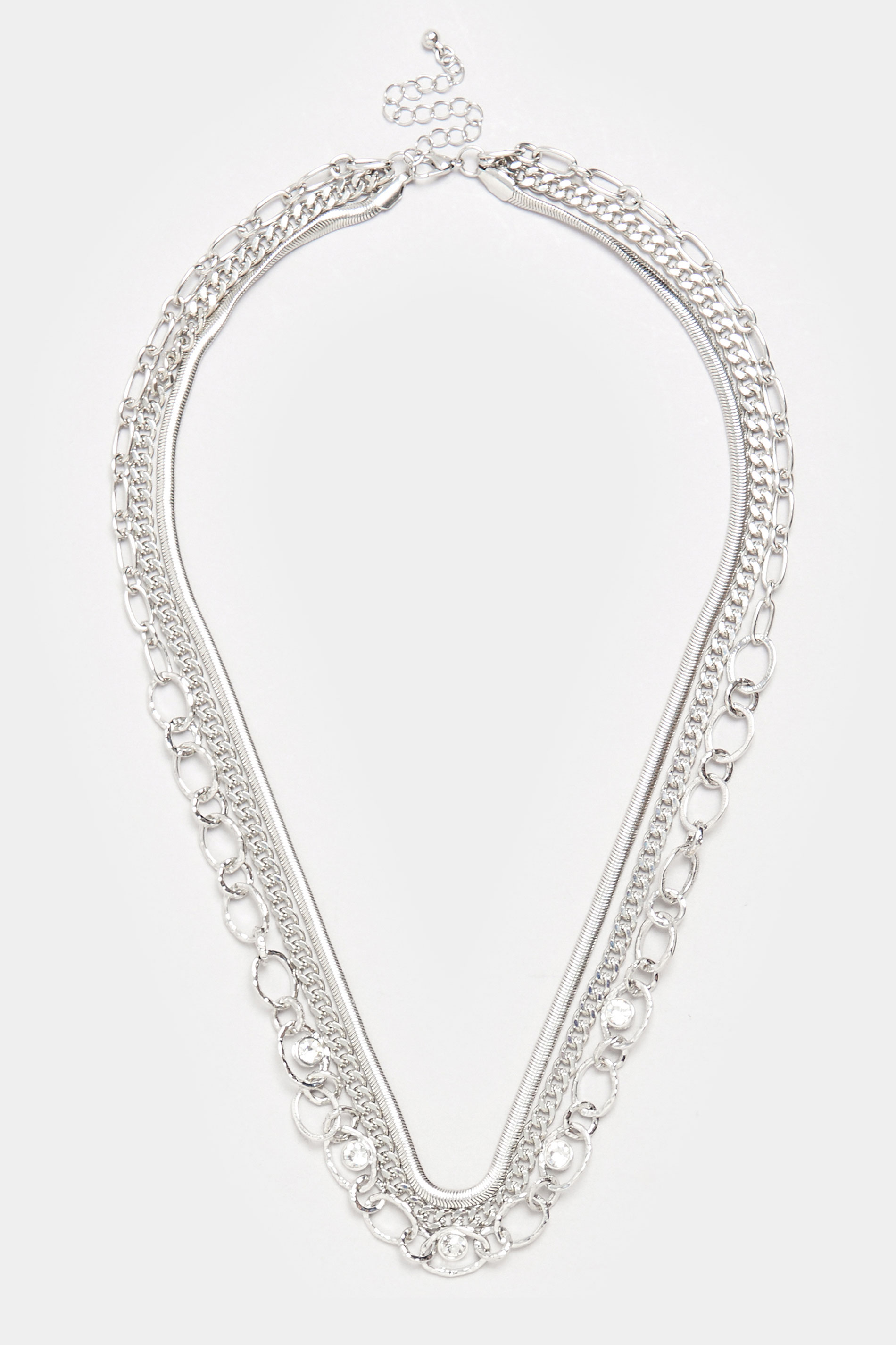 Silver Tone Double Layer Tear Drop Necklace | Yours Clothing 3
