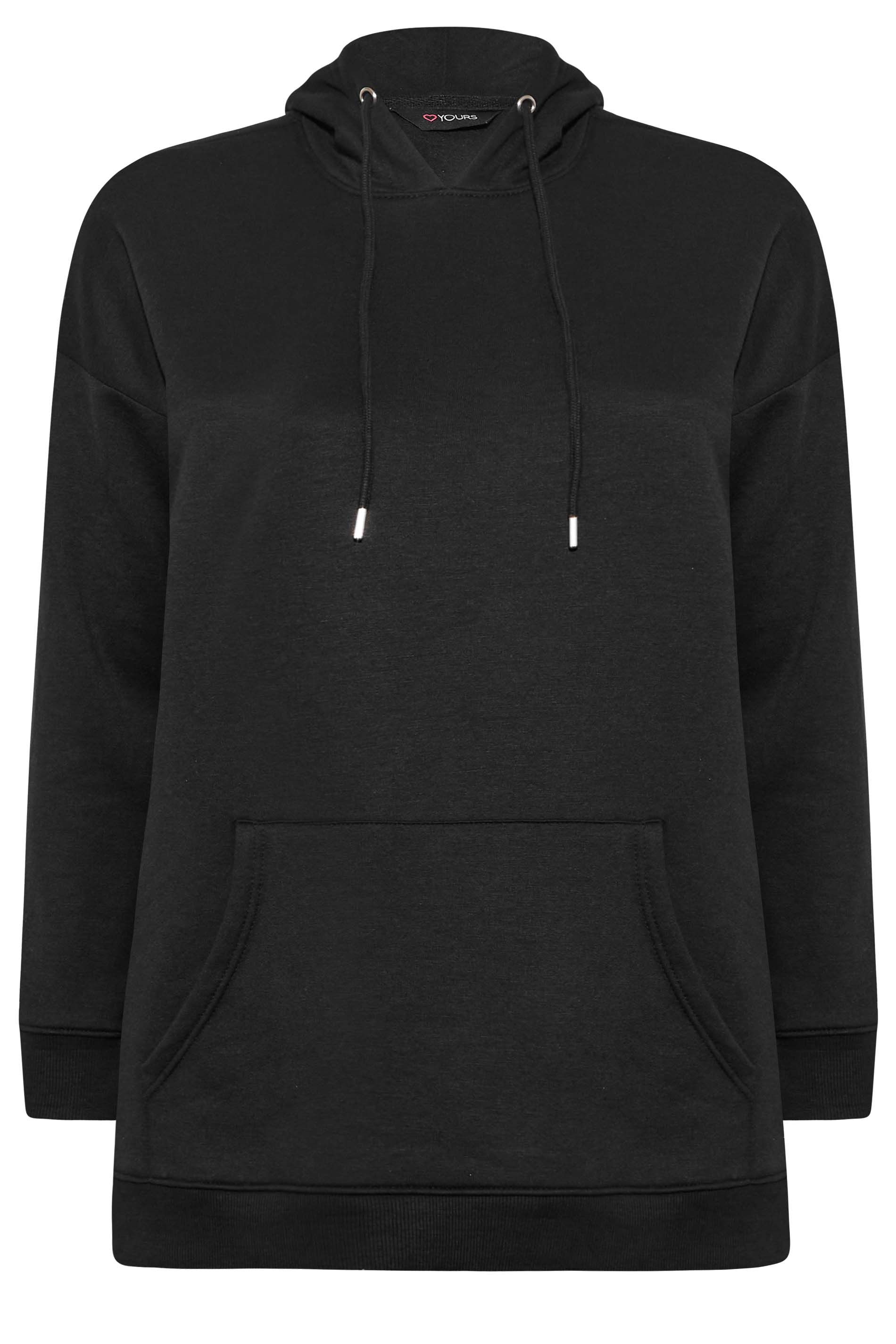 YOURS Plus Size Black Overhead Hoodie | Yours Clothing 6